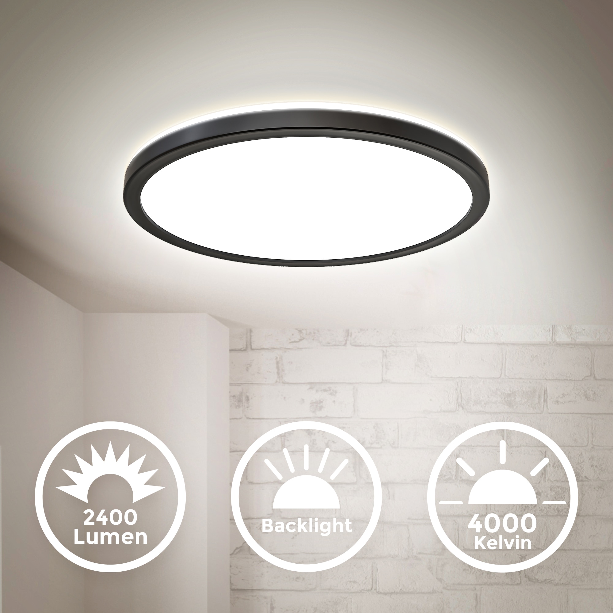 B.K.Licht Panel, 1 flammig, Leuchtmittel LED-Modul | LED fest integriert, Deckenleuchte, 18 Watt, ultra-flach, indirektes Licht, neutralweiß