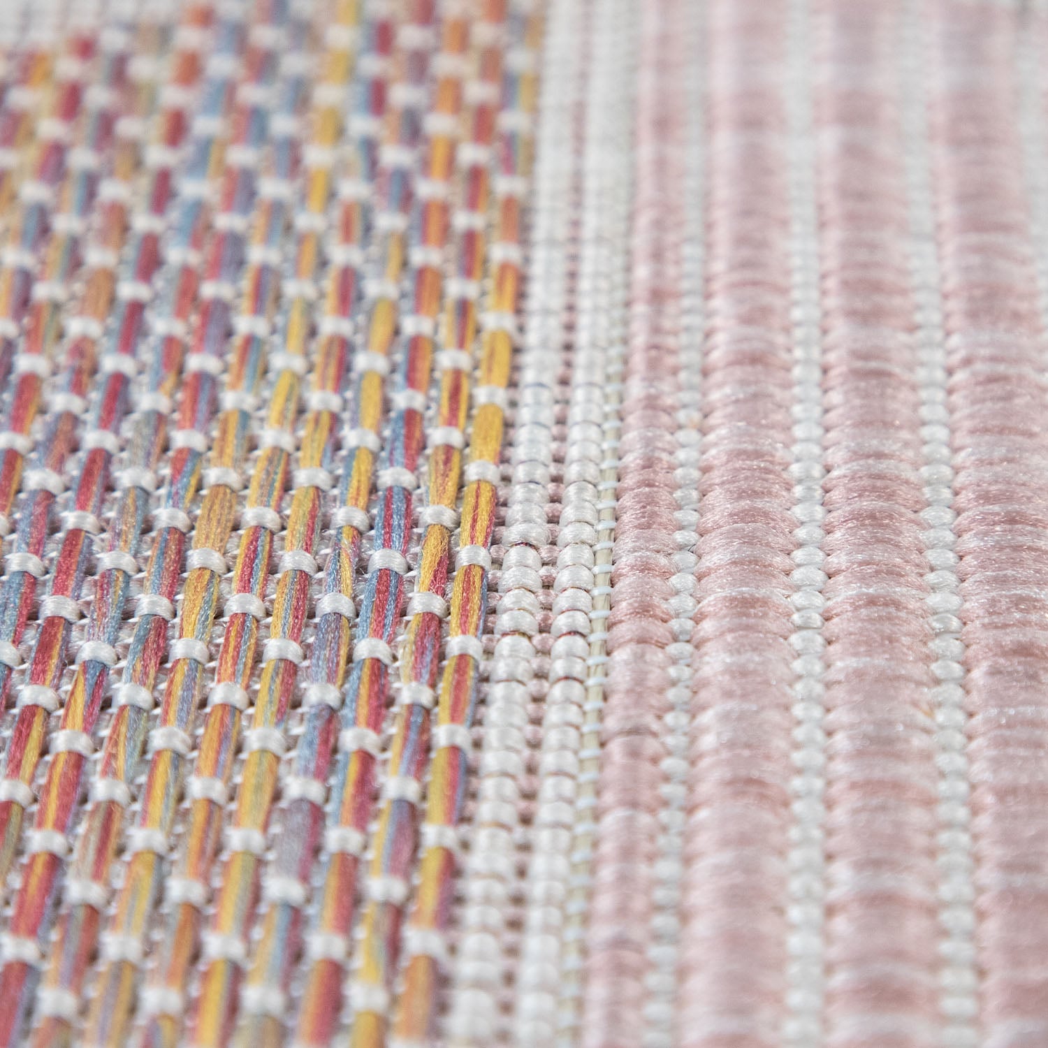 Paco Home Teppich »Kuba 130«, rechteckig, 4 mm Höhe, Flachgewebe, modernes Design, Pastell- Farben, Outdoor geeignet