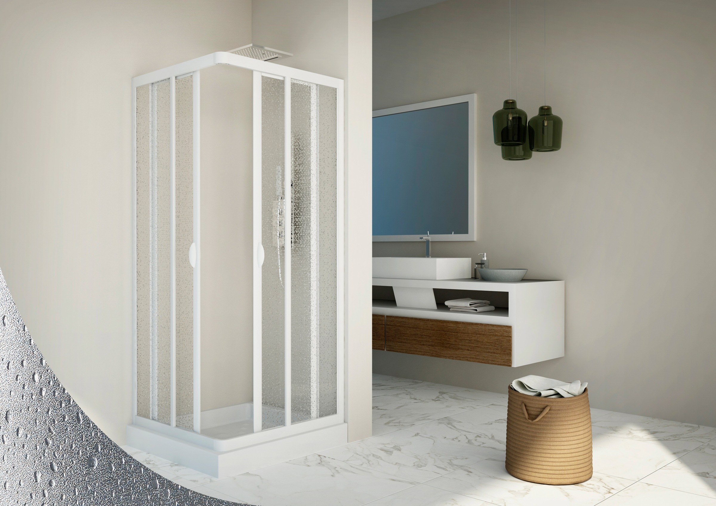 Eckdusche »Vela«, variabler Verstellbereich, BxTxH: 75 x 90 x185 cm