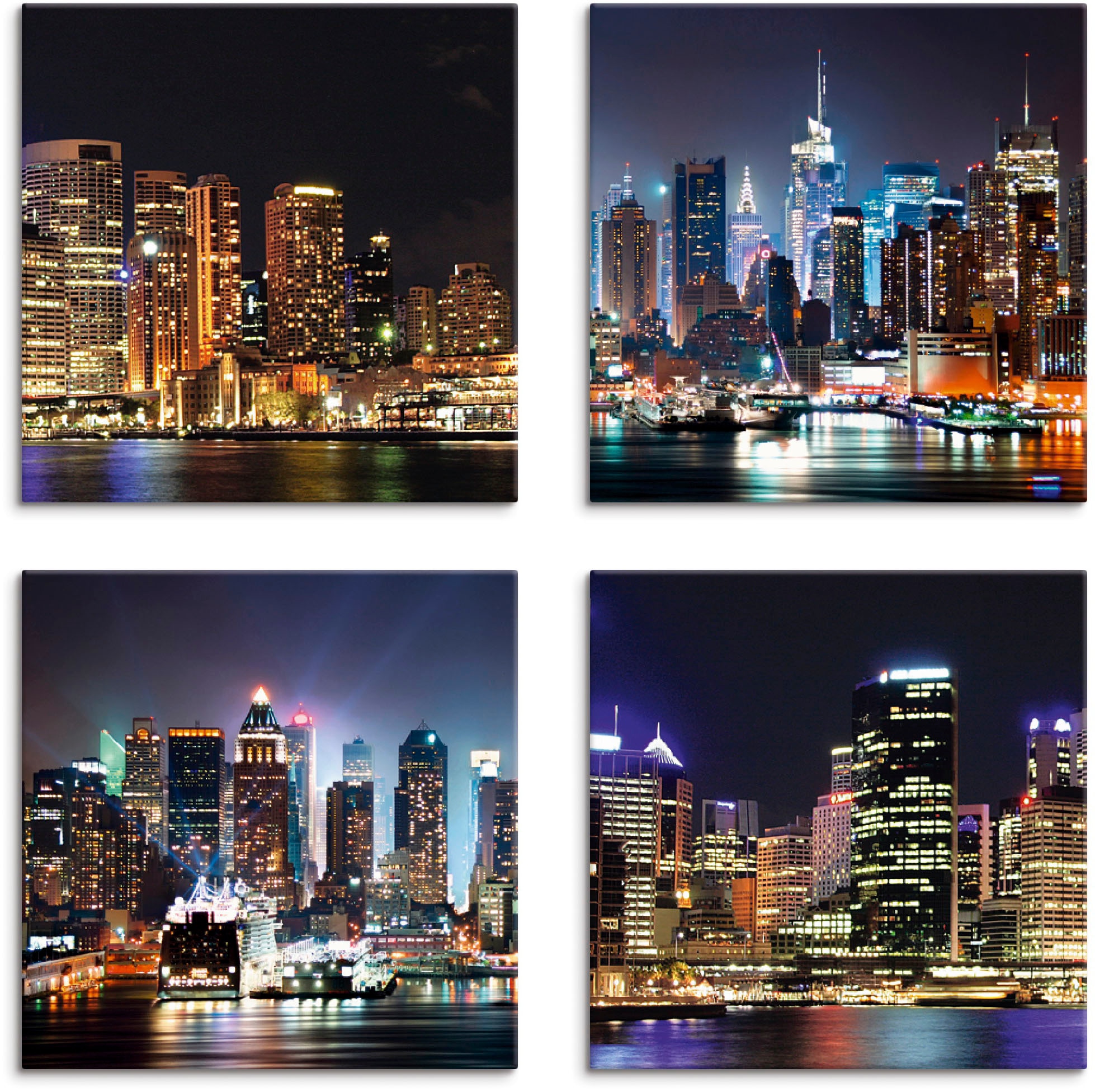 Artland Leinwandbild »Sydney Hafen und New York Times Square«, Städte, (4 St.), 4er Set,...