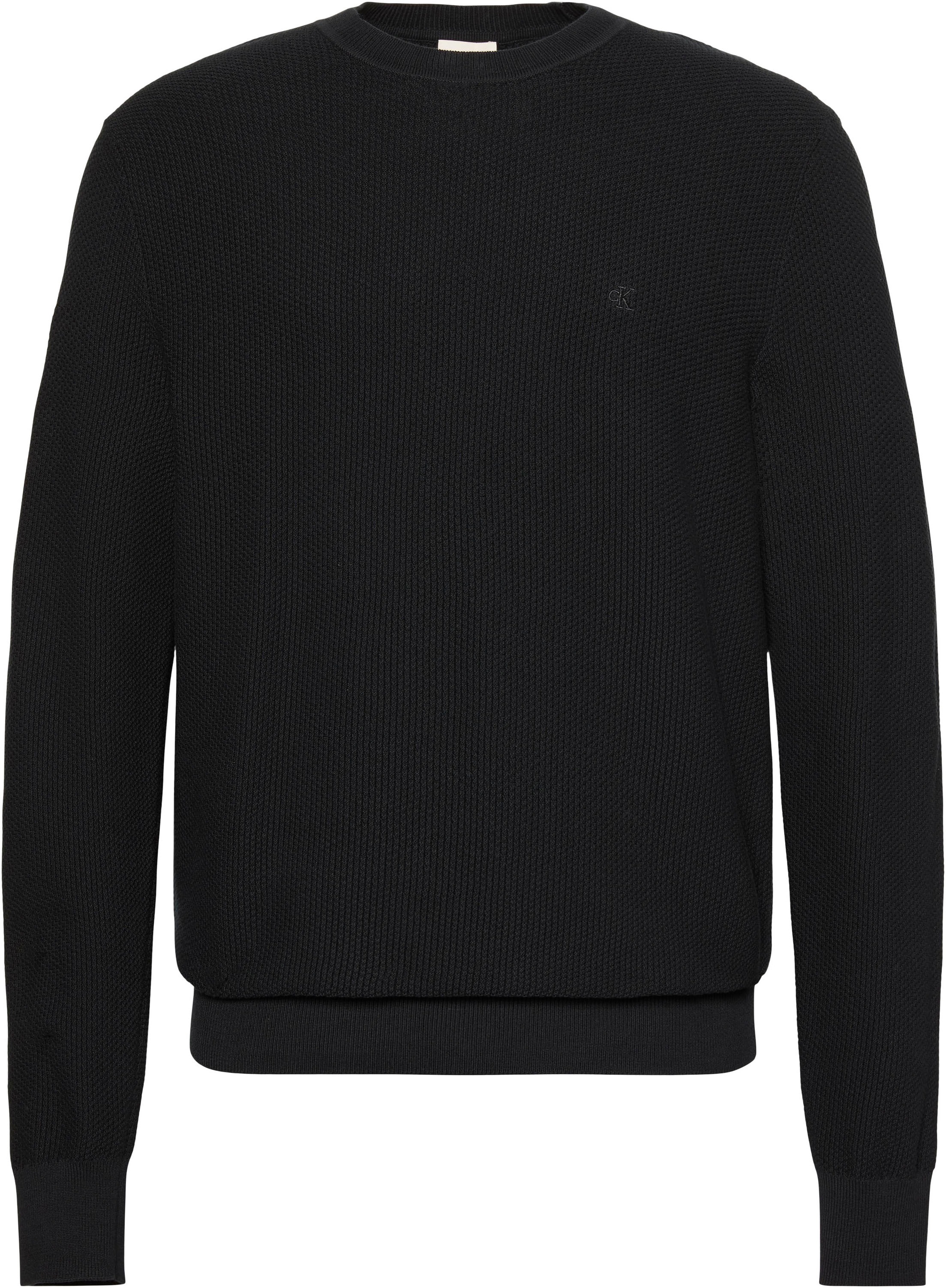 Calvin Klein Rundhalspullover »LS TEXTURED COTTON CREWNK SWEATE« Regular fit mit Rundhalsausschnitt