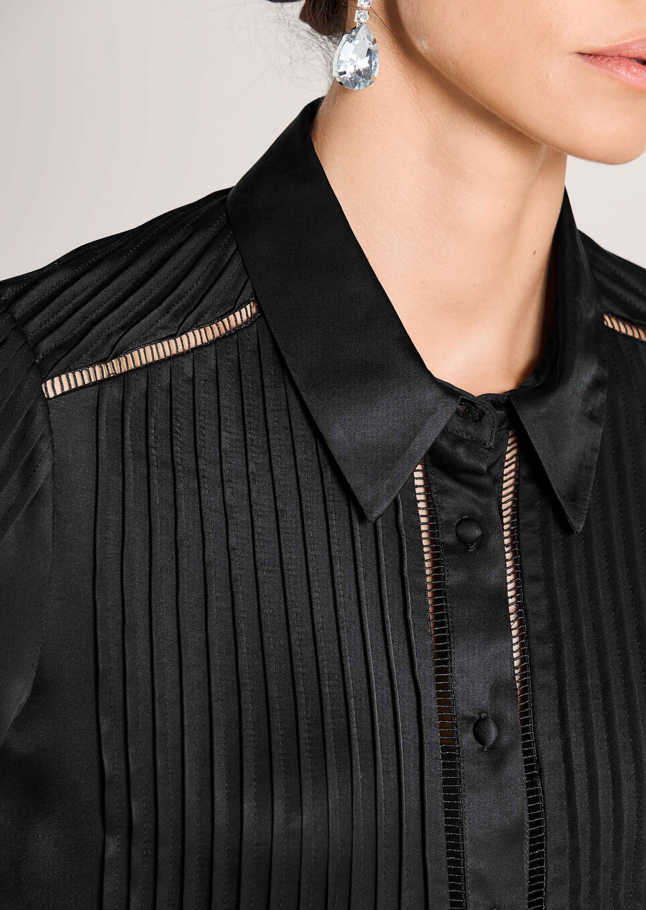 MADELEINE Langarmbluse »Hemdbluse Elegante Viskosebluse mit Knopfleiste« Mit Eleganten Biesen