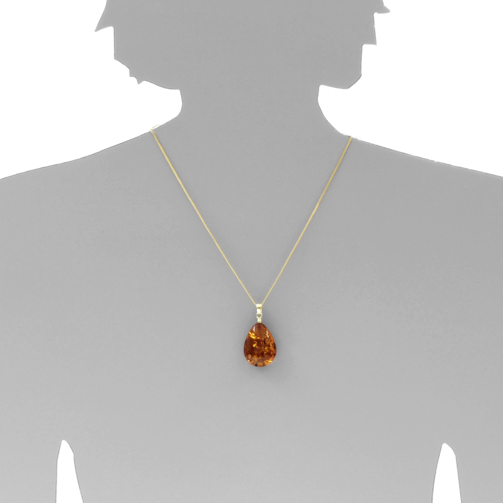 OSTSEE-SCHMUCK Kettenanhänger »- Tropfen ca. 34 mm lang - Gold 585/000 - Bernstein -,«