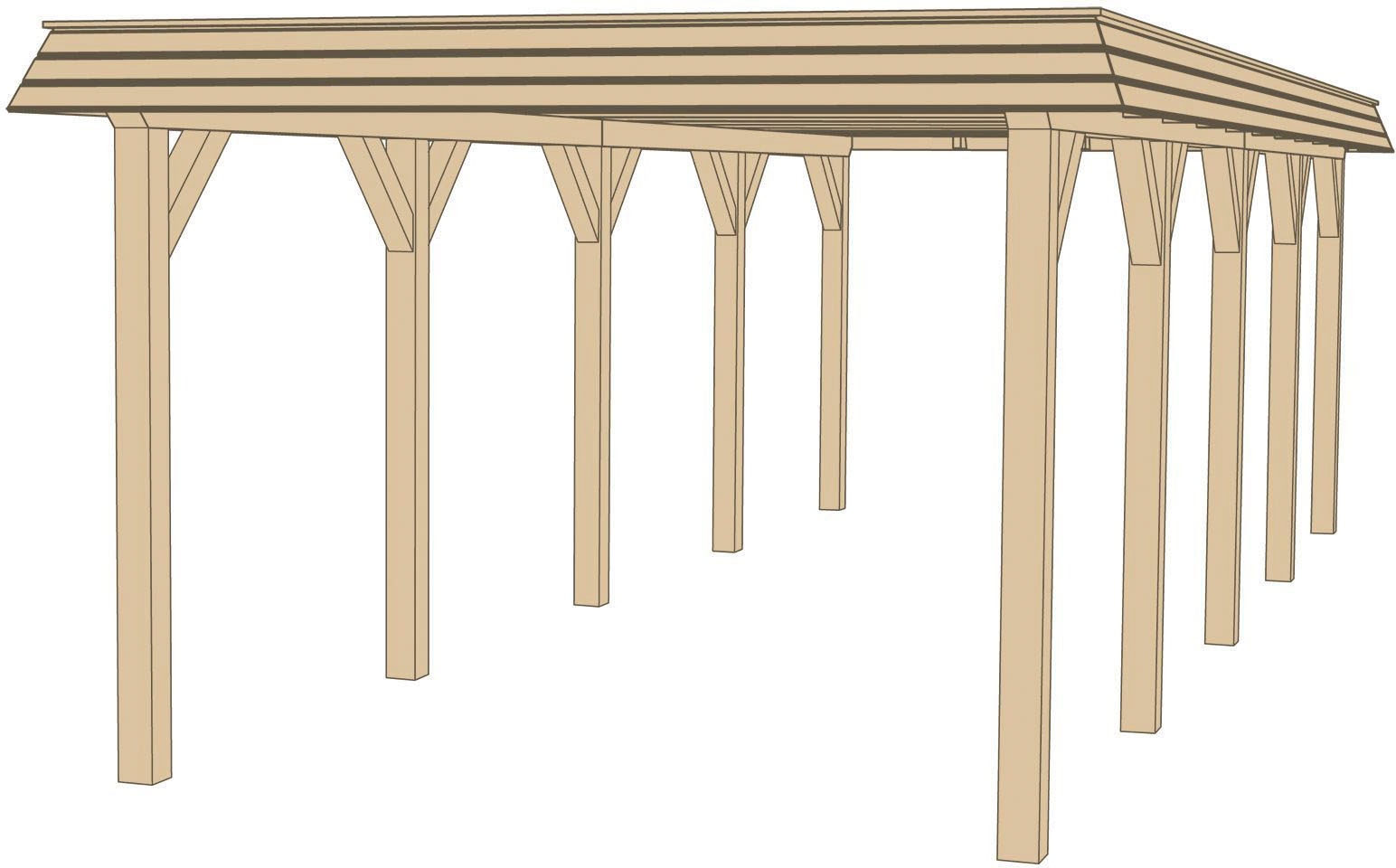 Einzelcarport »Leimholz-Flachdach-Carport 615 Gr.1«, Holz, 270 cm, naturbelassen,...