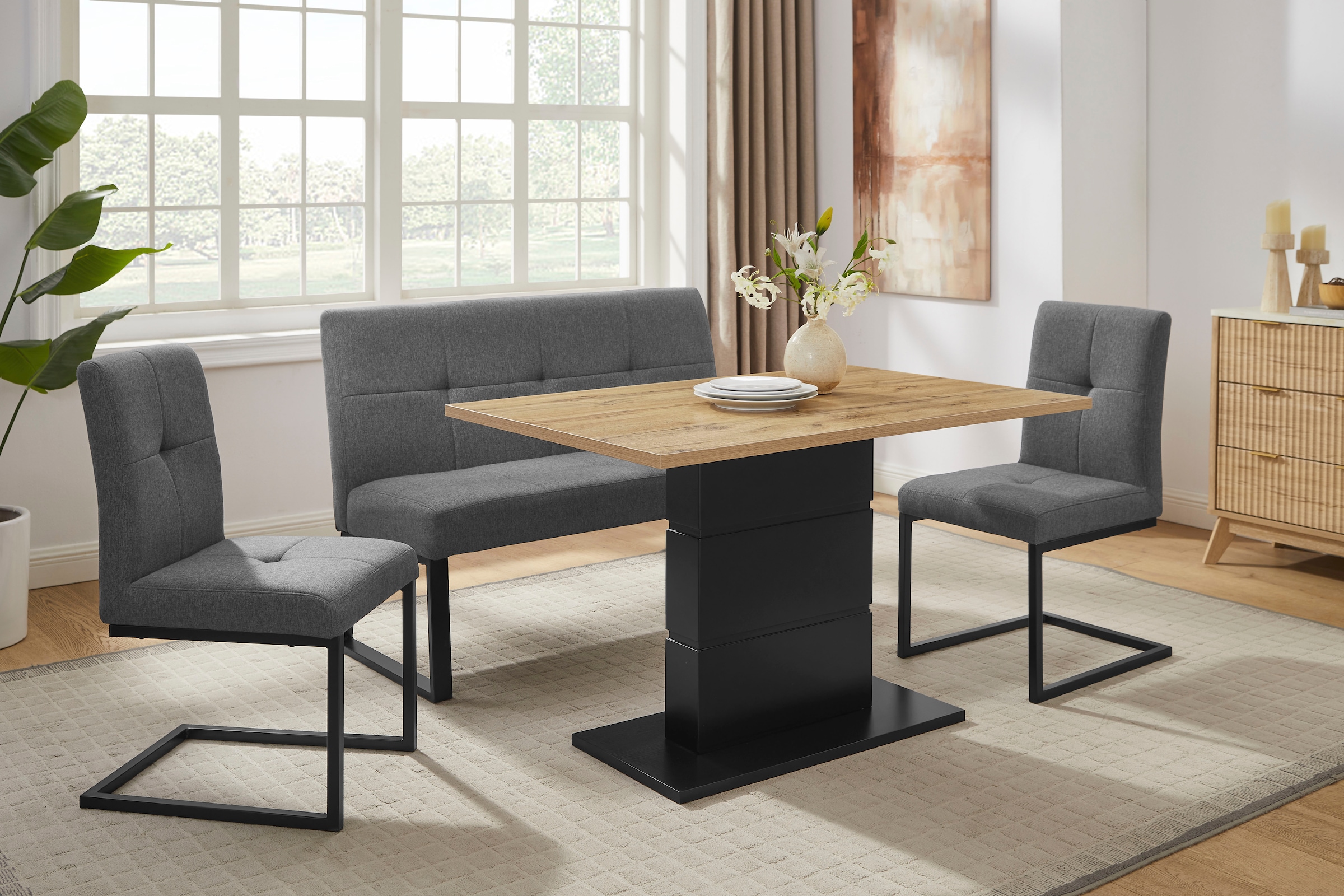 OTTO home Bank »Geranie« Strukturstoff Bezug, schwarzes Metallgestell, Breite 121 cm