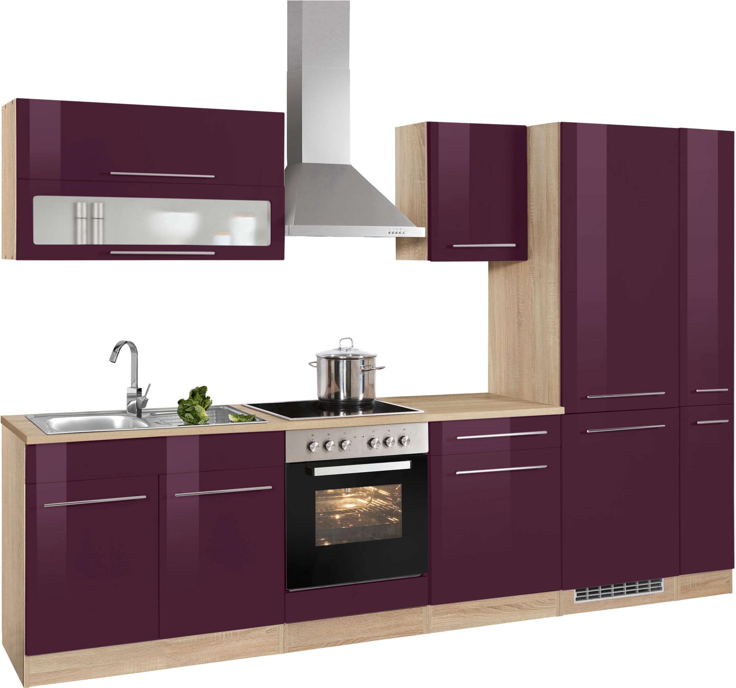 KOCHSTATION Küchenzeile »KS-Eton« mit E-Geräten, Breite 300 cm