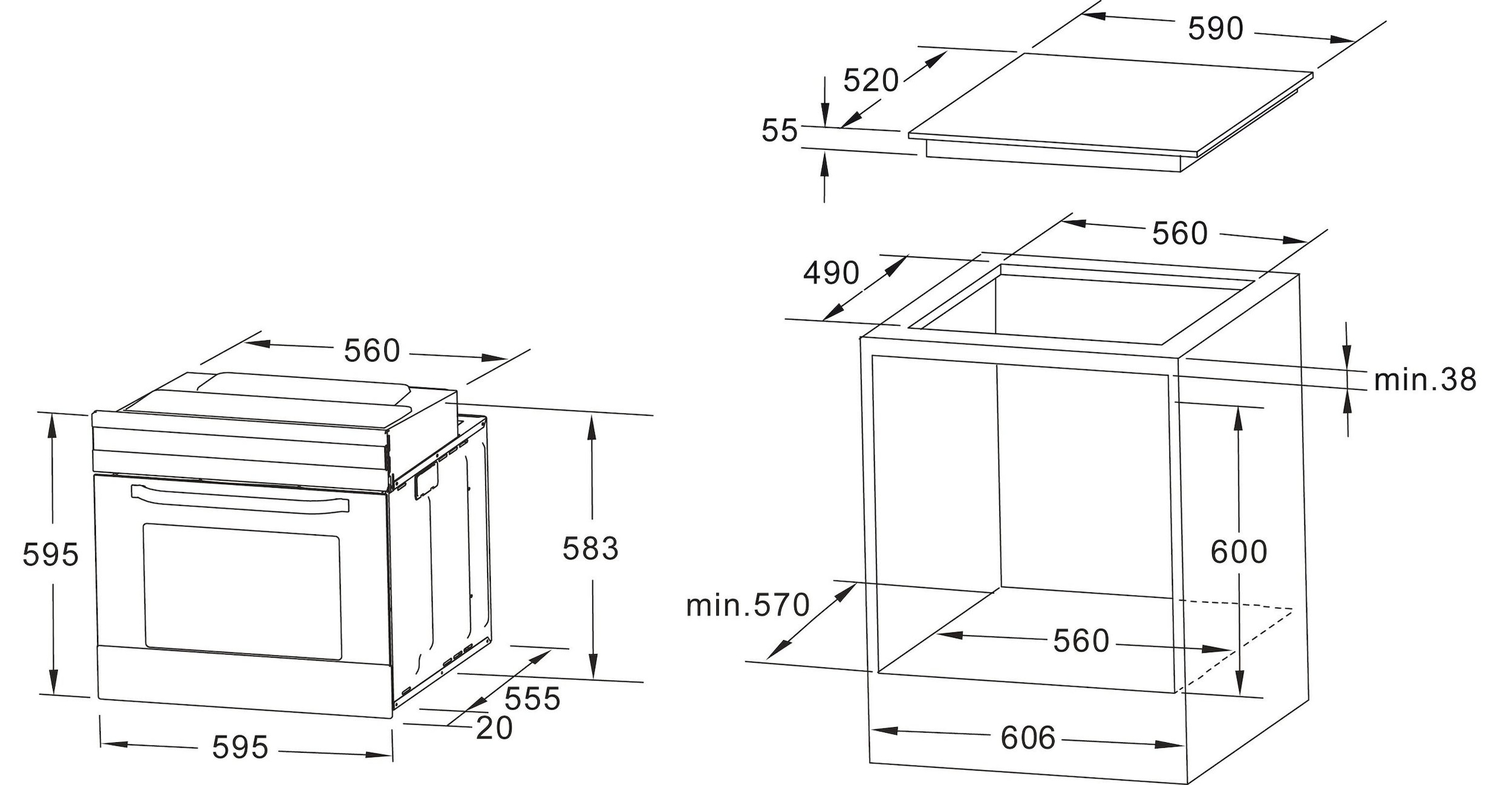 Hanseatic Elektro-Herd-Set »HB70AS+HC46CB«
