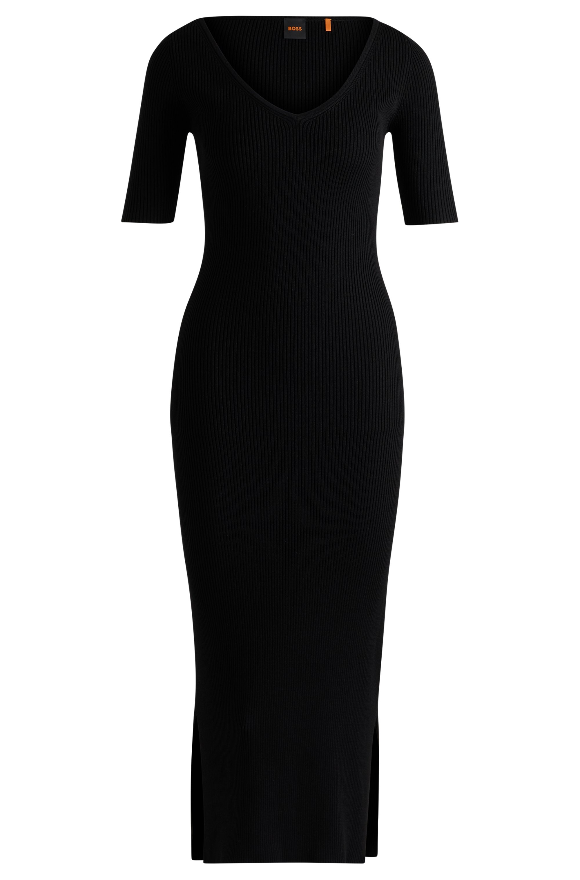 BOSS ORANGE Strickkleid »Fargheritina Premium Damenmode«, mit Charm mit BOSS Logo