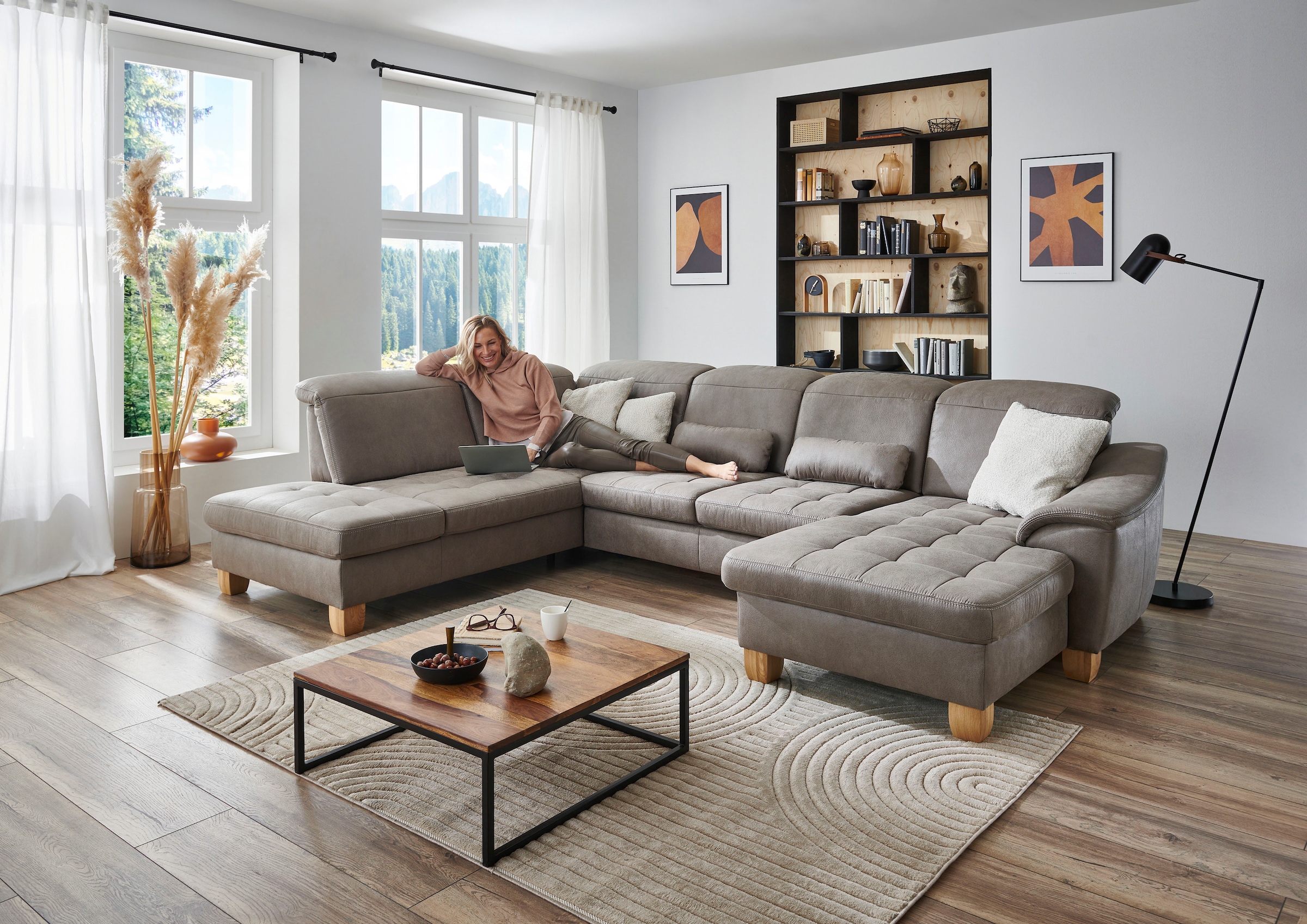 Die PlanBar Wohnlandschaft »PP-LA23145 U-Form« inkl. Kopfpolsterverstellung, Federkernpolsterung