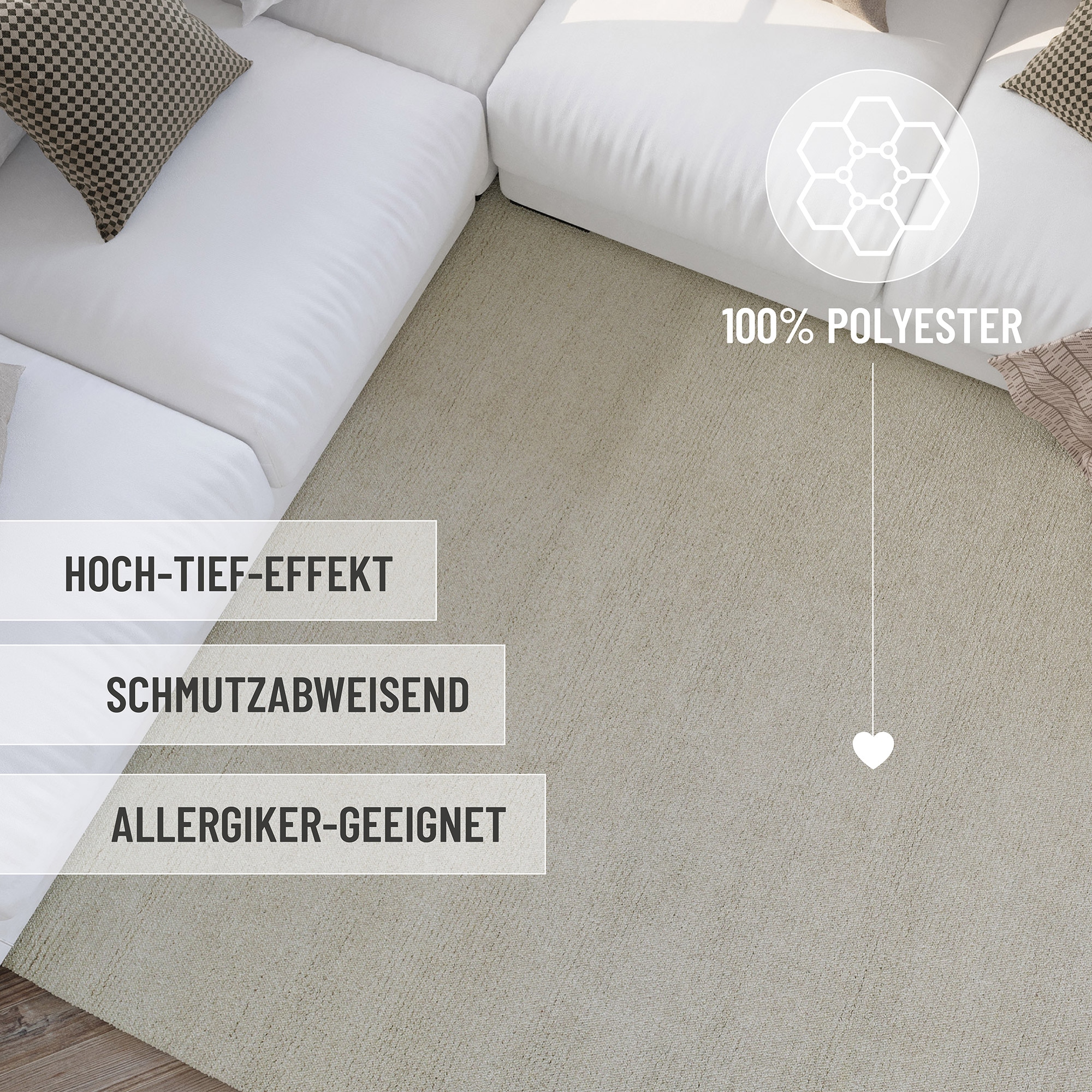 Wecon home Teppich »Hamptons THIRTYTWO«, rechteckig, 15 mm Höhe, Läufer, Kurzflor, Wohnzimmer, Schlafzimmer, elegant, robust, Linien