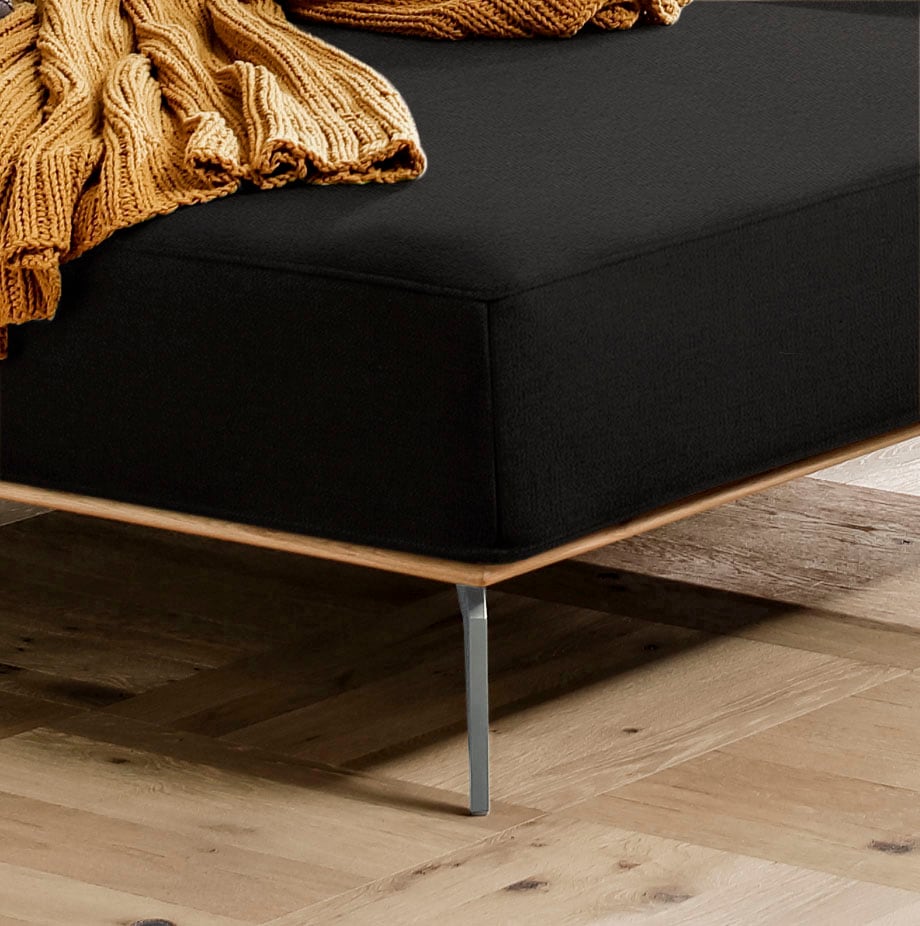 W.SCHILLIG Ecksofa »run, Designsofa mit tollem Sitzkomfort, bequem, L-Form«, mit elegantem Holzsockel, Füße in Silber matt, Breite 279 cm
