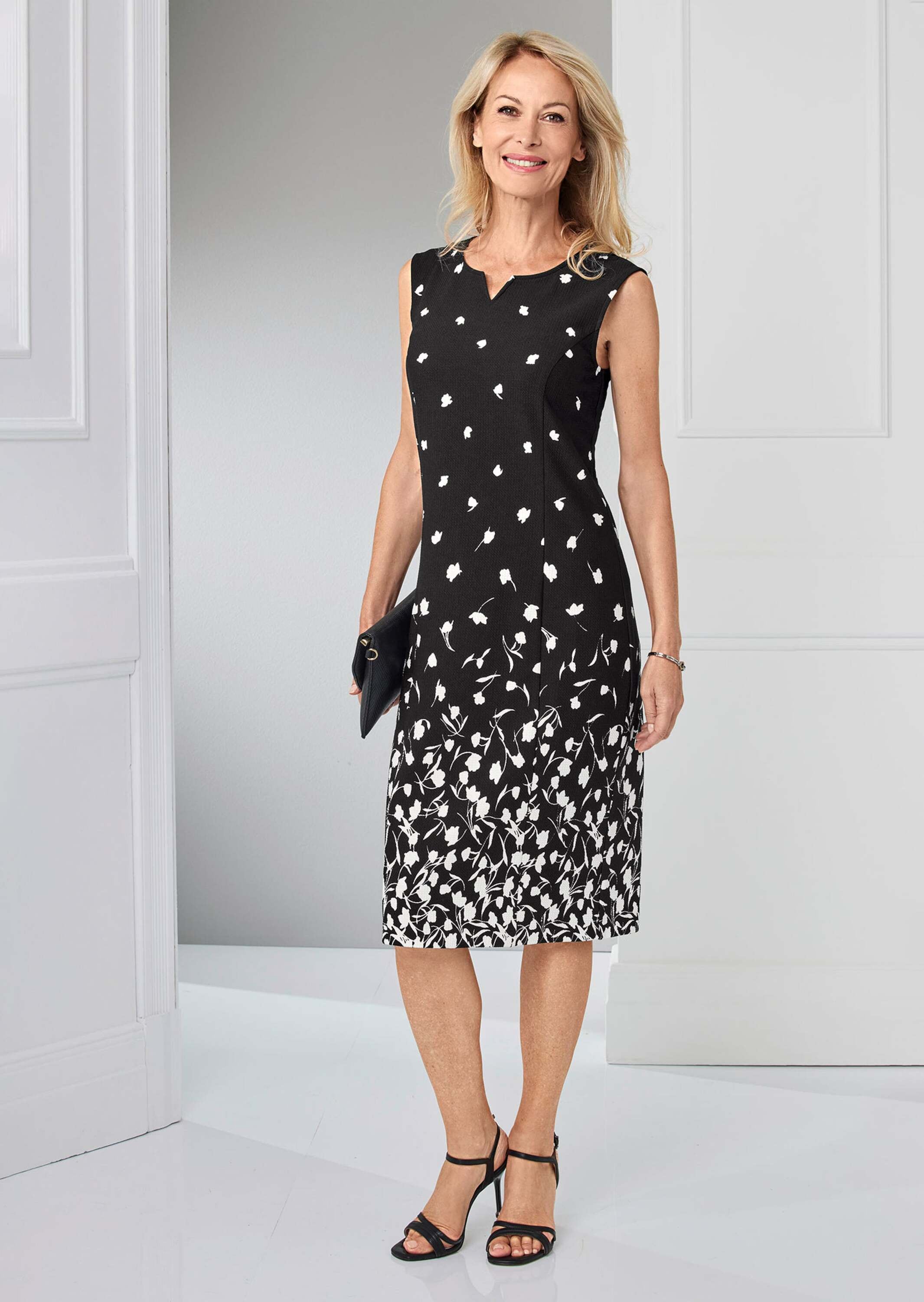 GOLDNER Etuikleid »Kurzgröße Elegantes Kleid mit modischem Druck«