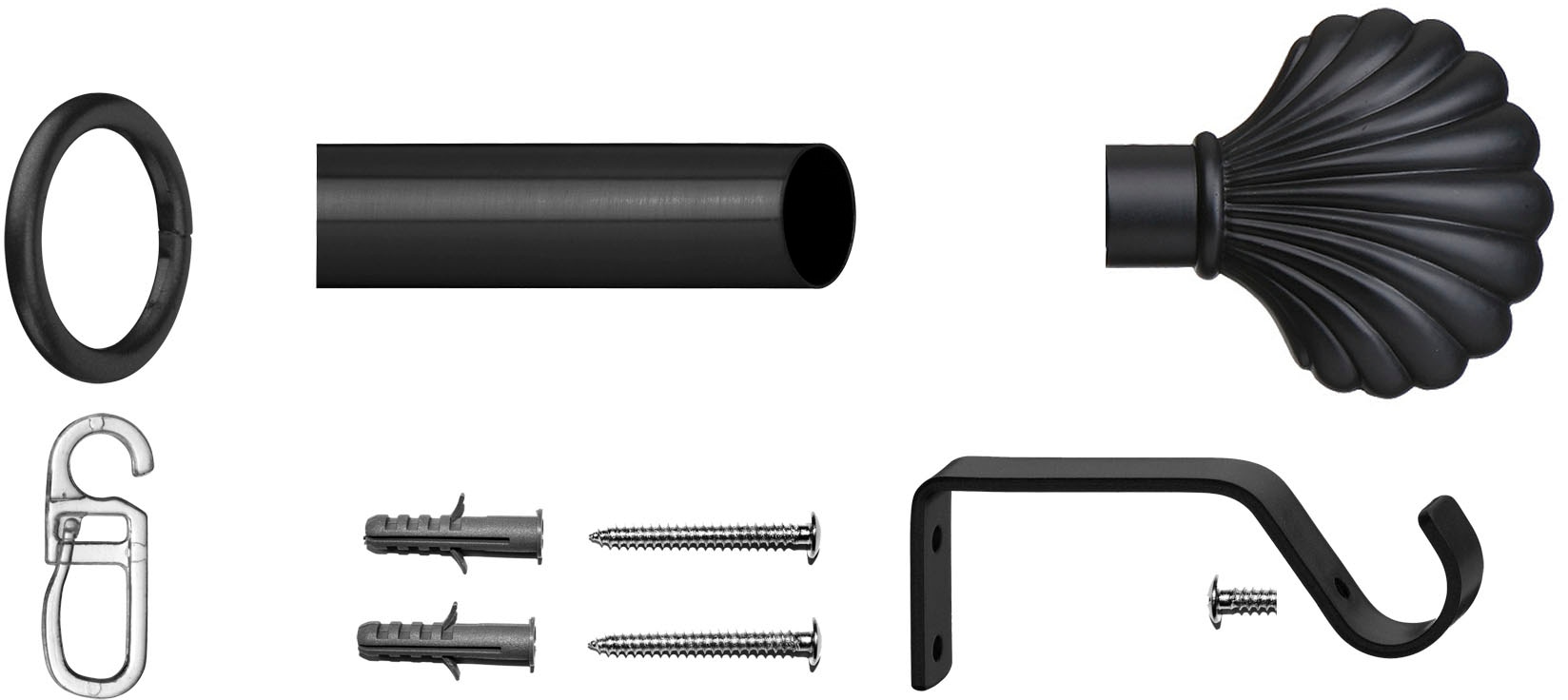 indeko Gardinenstange »Volterra« Ø 16 mm 1 läufig-läufig Fixmaß Komplett-Set inkl. Ringen und Montagematerial