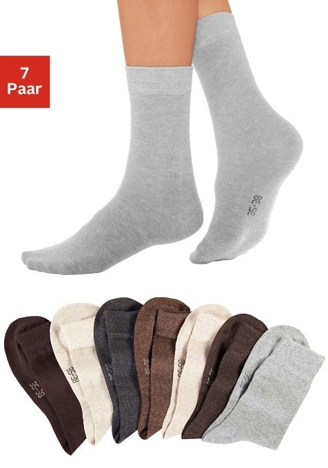 Lavana Basicsocken, (Set, 7 Paar), mit druckfreiem Bündchen