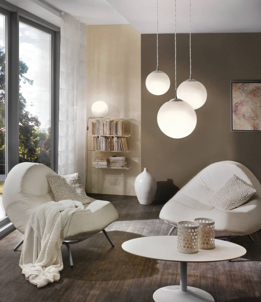 EGLO Hängeleuchte »RONDO Pendellampe, Metall in silber, Glas in Opal matt weiß, E27«, 1 flammig, Leuchtmittel E27 | Leuchtmittel wechselbar-ohne Leuchtmittel, Esszimmerlampe, zeitloses Design, modern, schlicht, 110x20cm