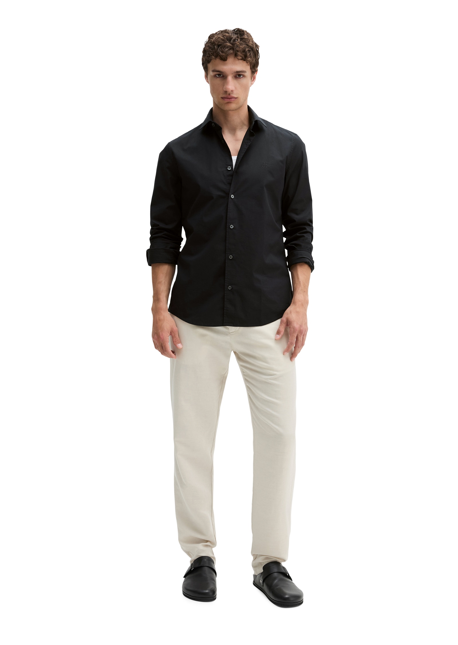 Marc O'Polo Langarmhemd shaped aus Stretch-Popeline