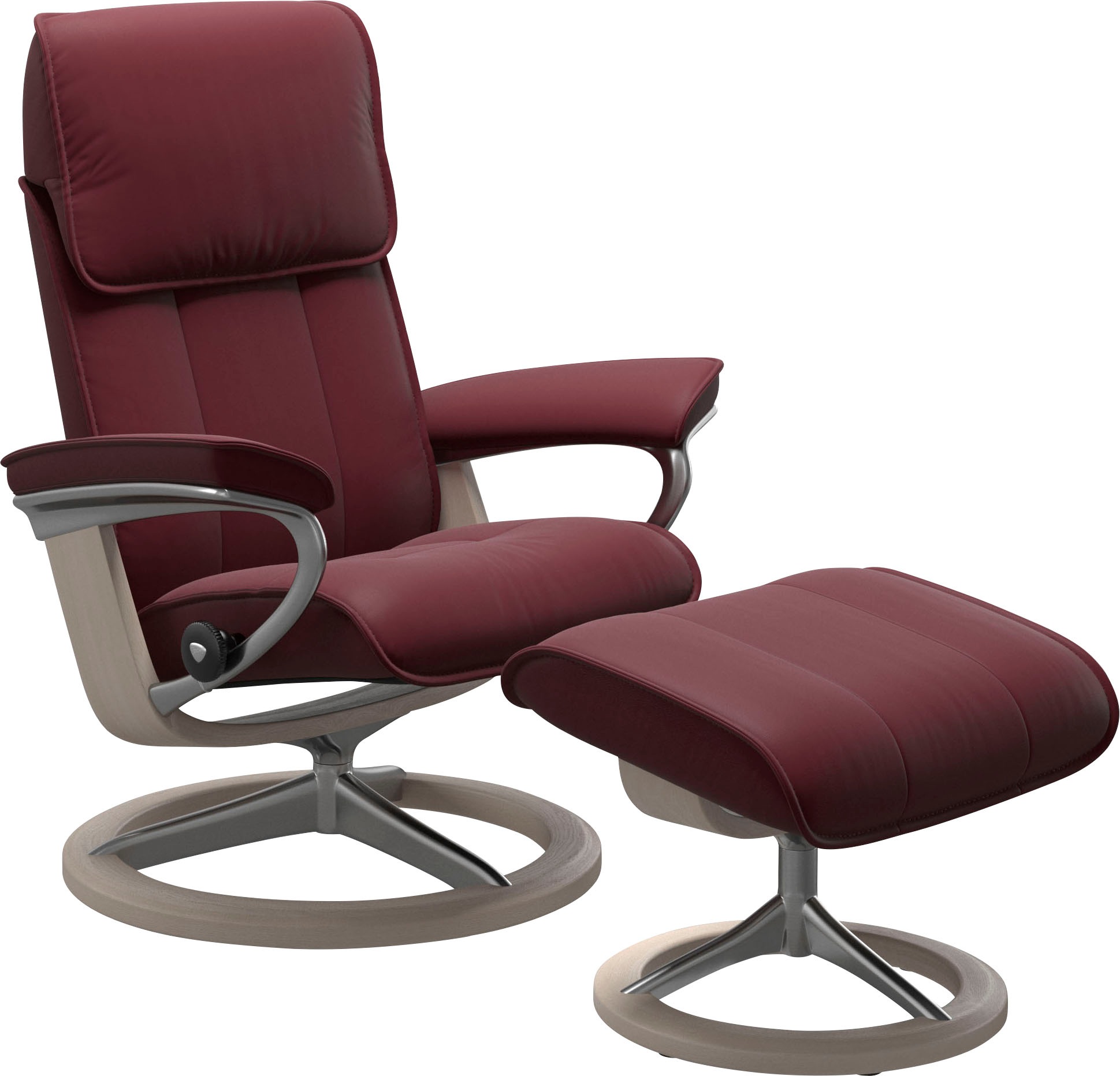 Stressless® Relaxsessel »Admiral«, (Set, Relaxsessel mit Hocker), mit Hocker, mit Signature Base, Größe M & L, Gestell Whitewash
