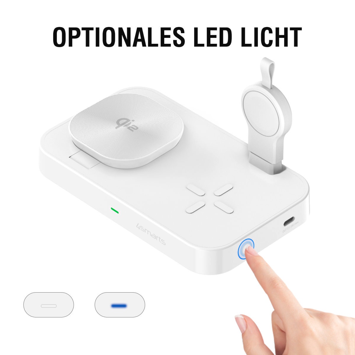 4smarts Ladestation »Qi2 Ladestation Trident mit Charger für Samsung Watch«