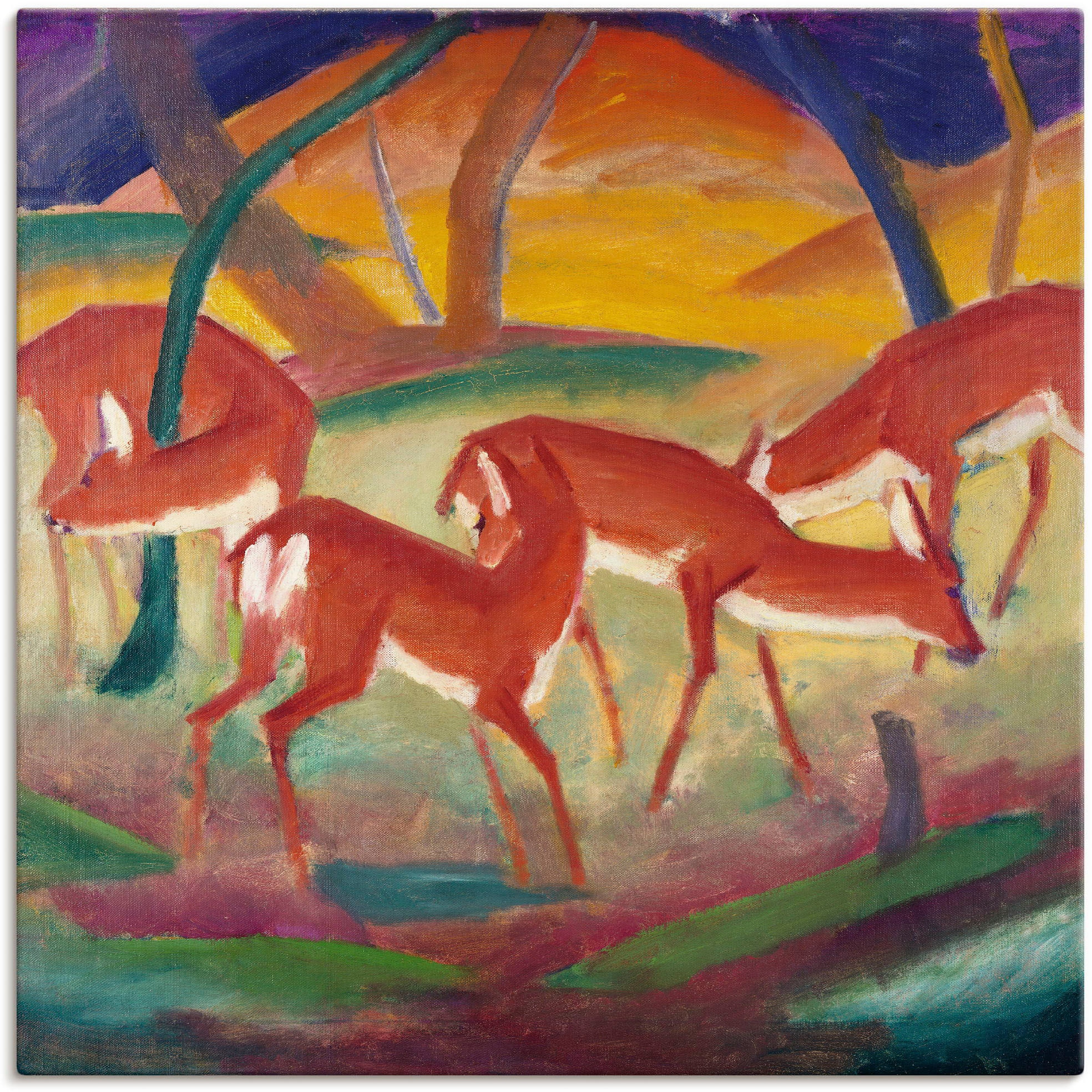 Artland Wandbild »Rote Rehe I. 1910«, Wildtiere, (1 St.), in vielen Größen & Produktarten - Alubild / Outdoorbild für den Außenbereich, Leinwandbild, Poster, Wandaufkleber / Wandtattoo auch für Badezimmer geeignet