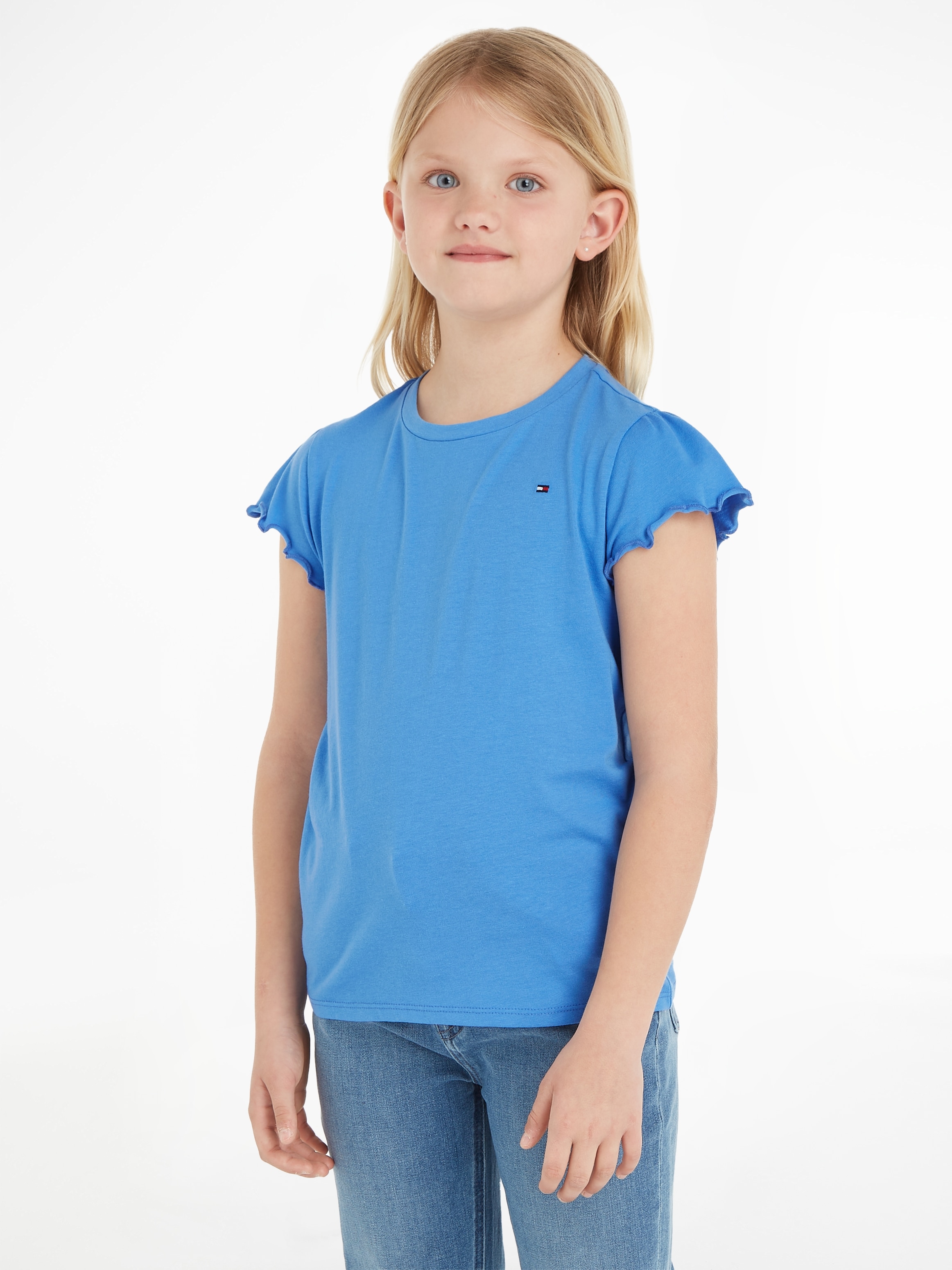 T-Shirt »ESSENTIAL RUFFLE SLEEVE TOP«, mit gewelltem Saum