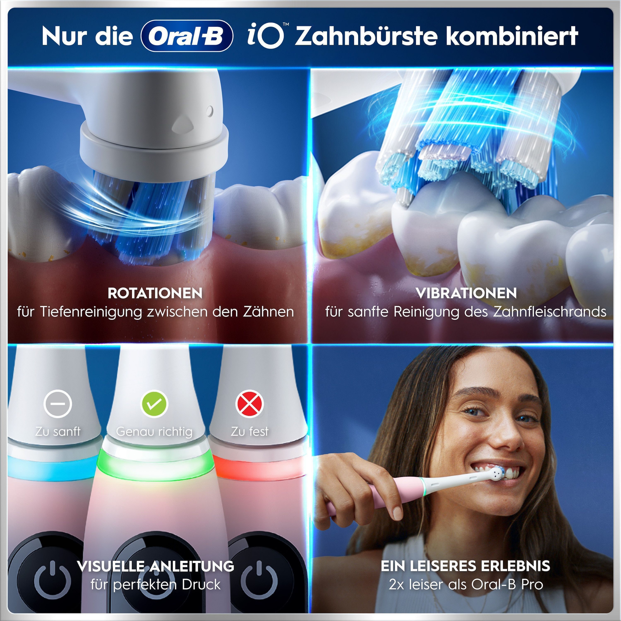 Oral-B Elektrische Zahnbürste »iO Series 6 N« 2 Stk. Aufsteckbürsten Magnet-Technologie, Display & Reiseetui