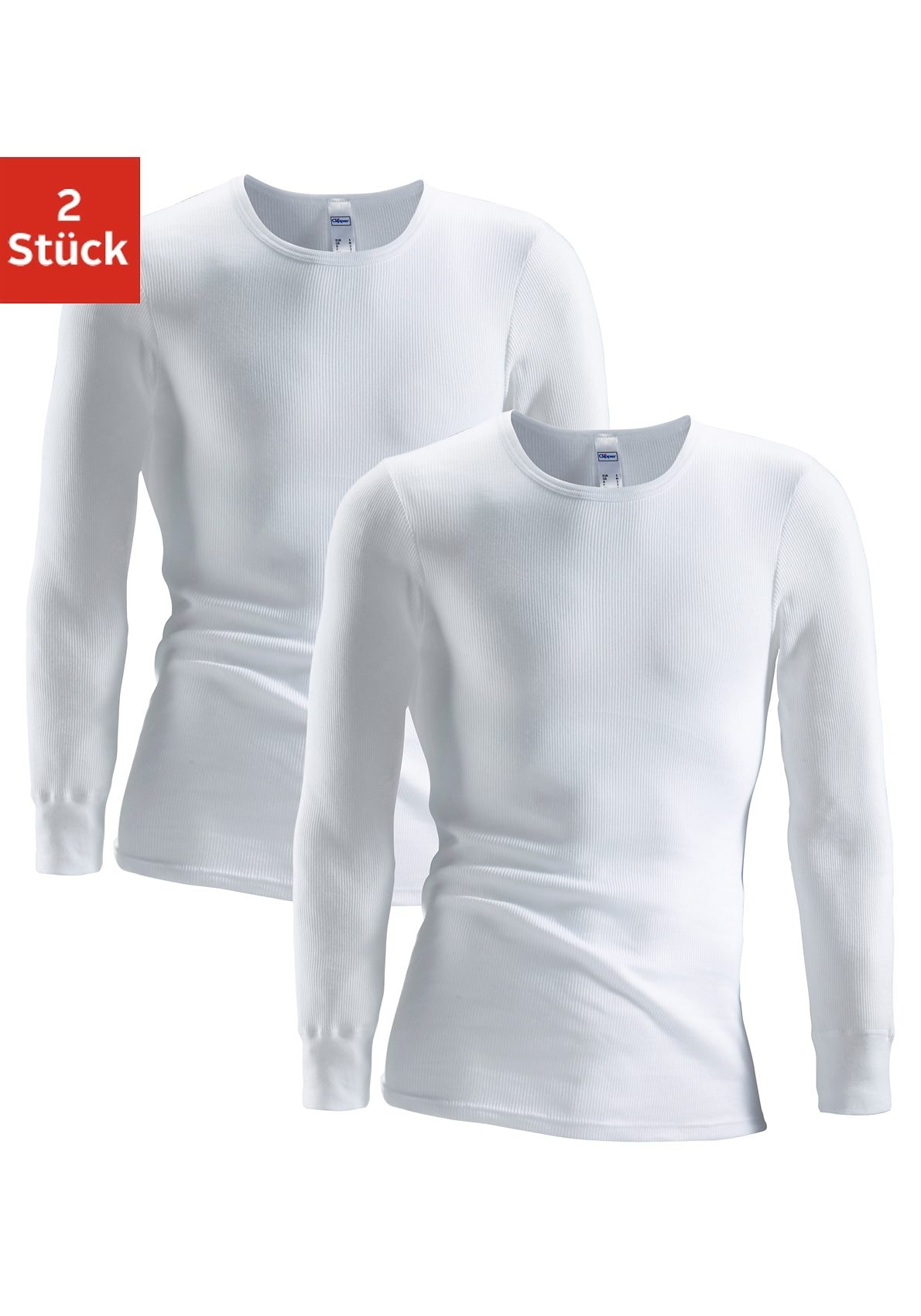 Unterhemd, (2 St.), schlichtes Basic, Unterziehshirt - in Doppelripp, Langarmshirt