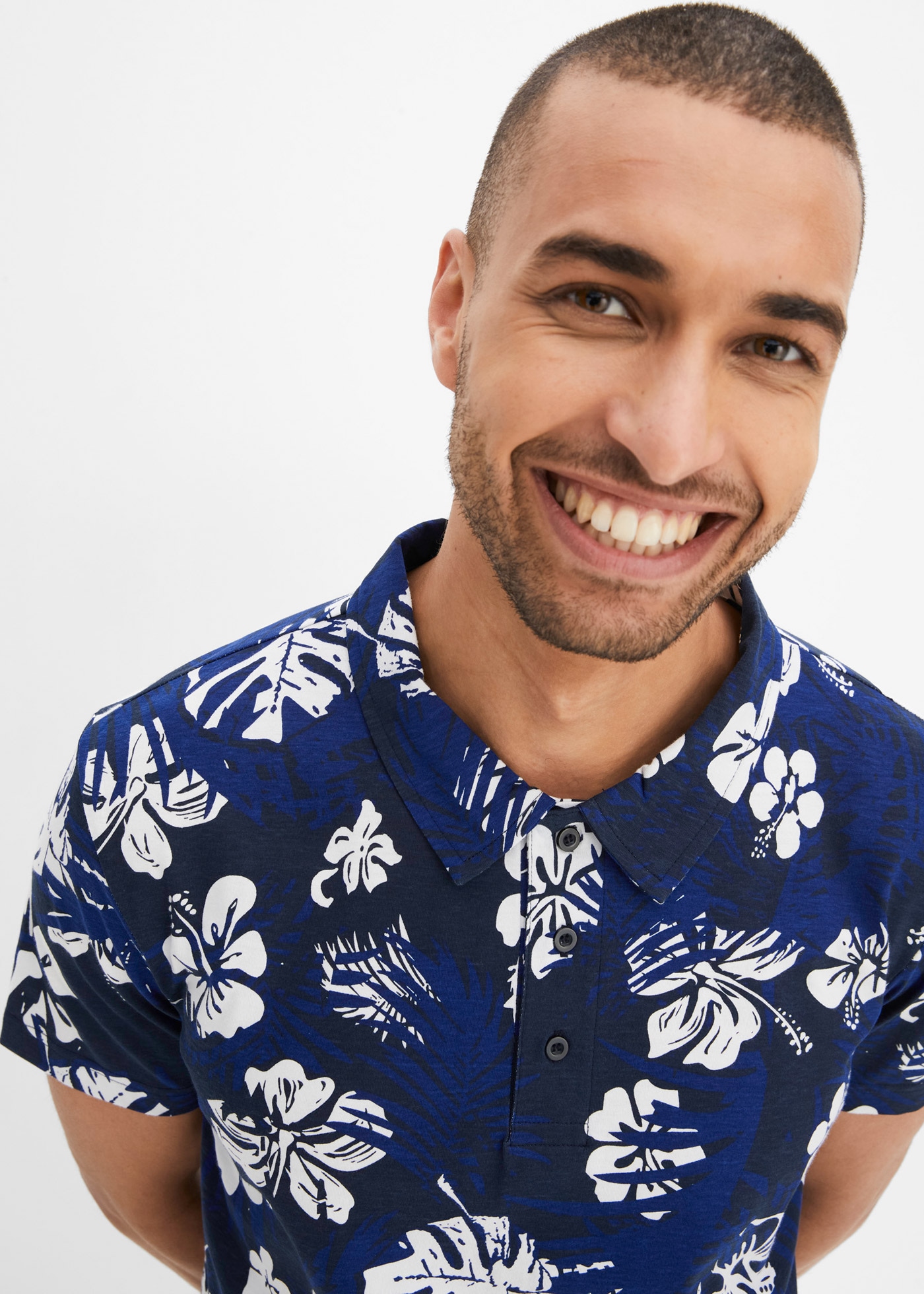 bonprix Poloshirt Kurzarm, mit Polokragen mit Knopfleiste, aus Baumwolle