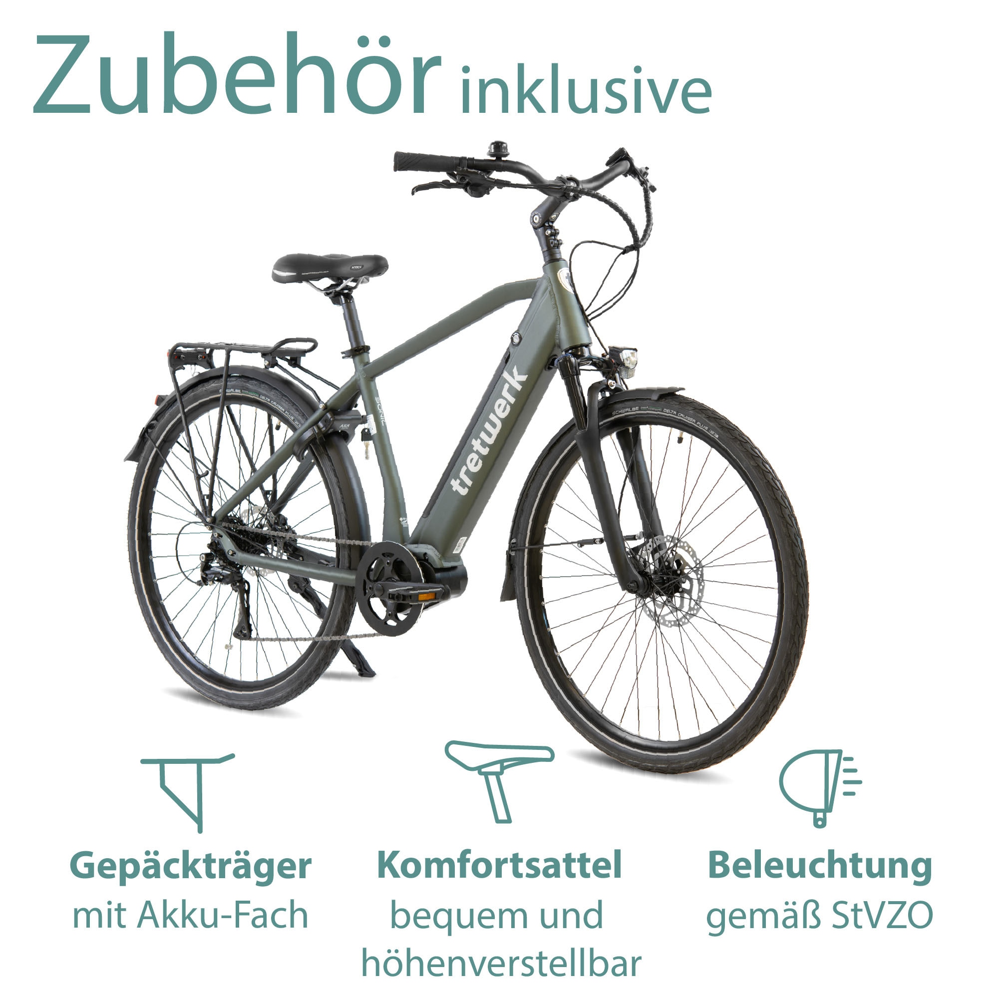 Tretwerk »Sonic« 8 Gang Shimano Acera M3020 SGS Schaltwerk Kettenschaltung Mittelmotor 250 W Pedelec, Elektrofahrrad für Damen u. Herren
