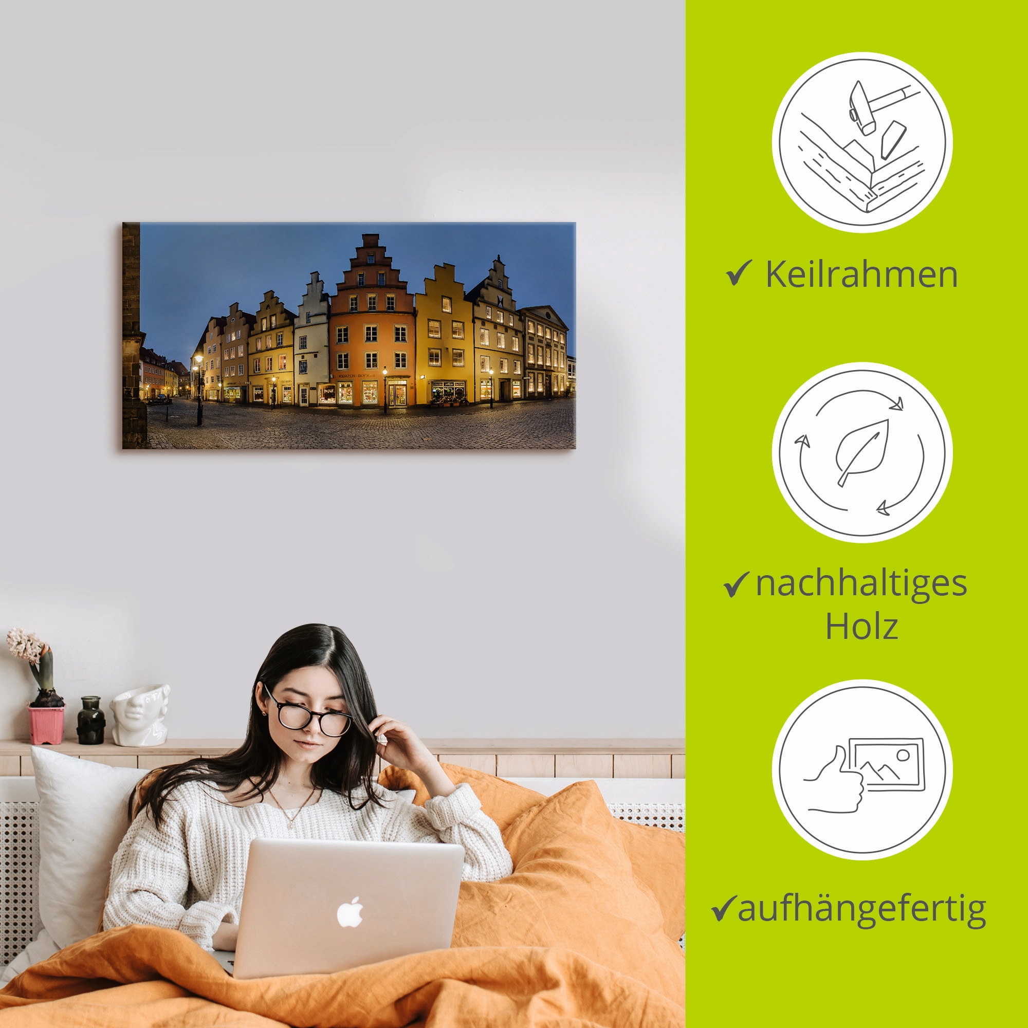 Artland Leinwandbild »Altstadt Osnabrück«, Deutschland, (1 St.), auf Keilrahmen gespannt