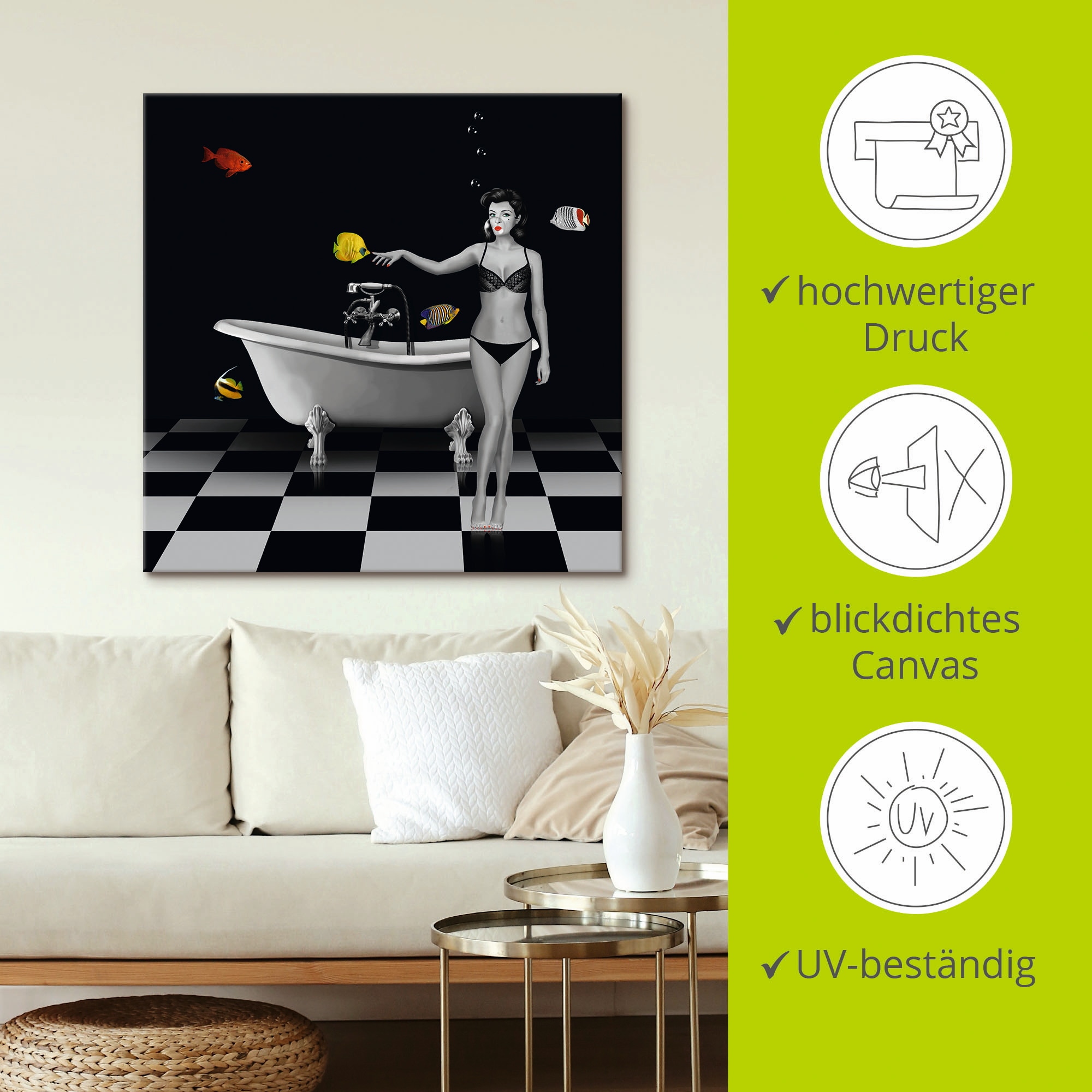 Artland Wandbild »Ein Badezimmer für Fische«, Frau, (1 St.), als Alubild, Outdoorbild, Leinwandbild in verschied. Größen