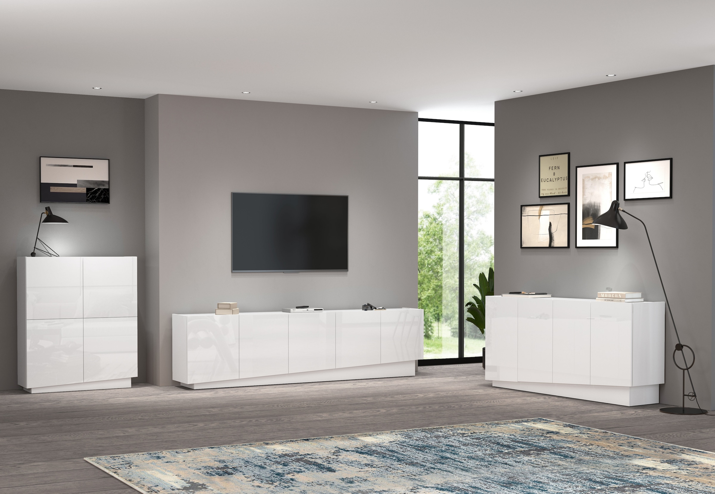 INOSIGN Lowboard »VELA, Höhe 60 cm, Breite 225 cm,Design mit schrägen Türen«, (1 St.), Made in Italy, Maße-B/T/H: 225x35x60, Lowboard, TV-Board, TV-Kommode