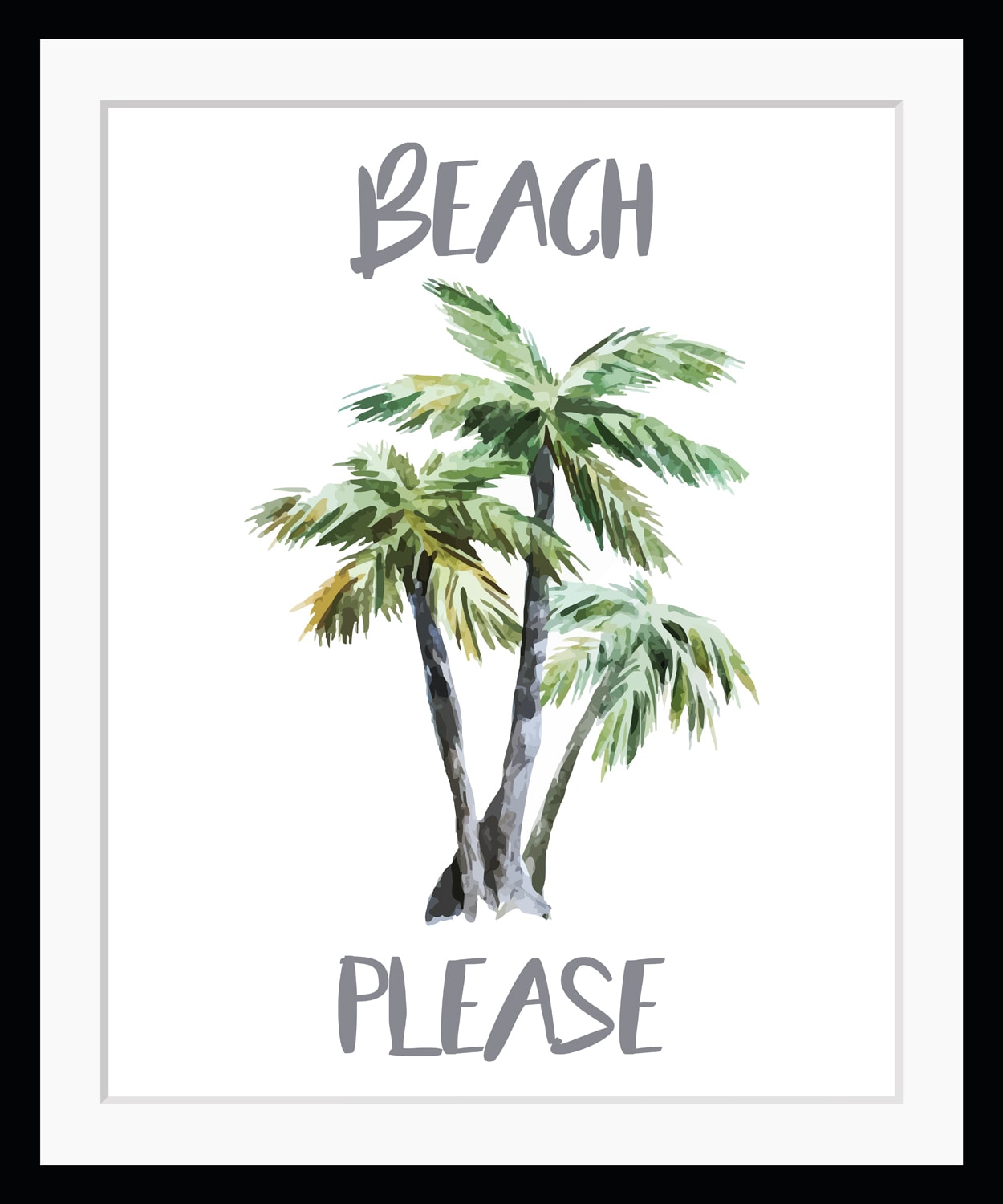Bild »BEACH PLEASE«, Palmen, gerahmt, Schriftzug, Palmen