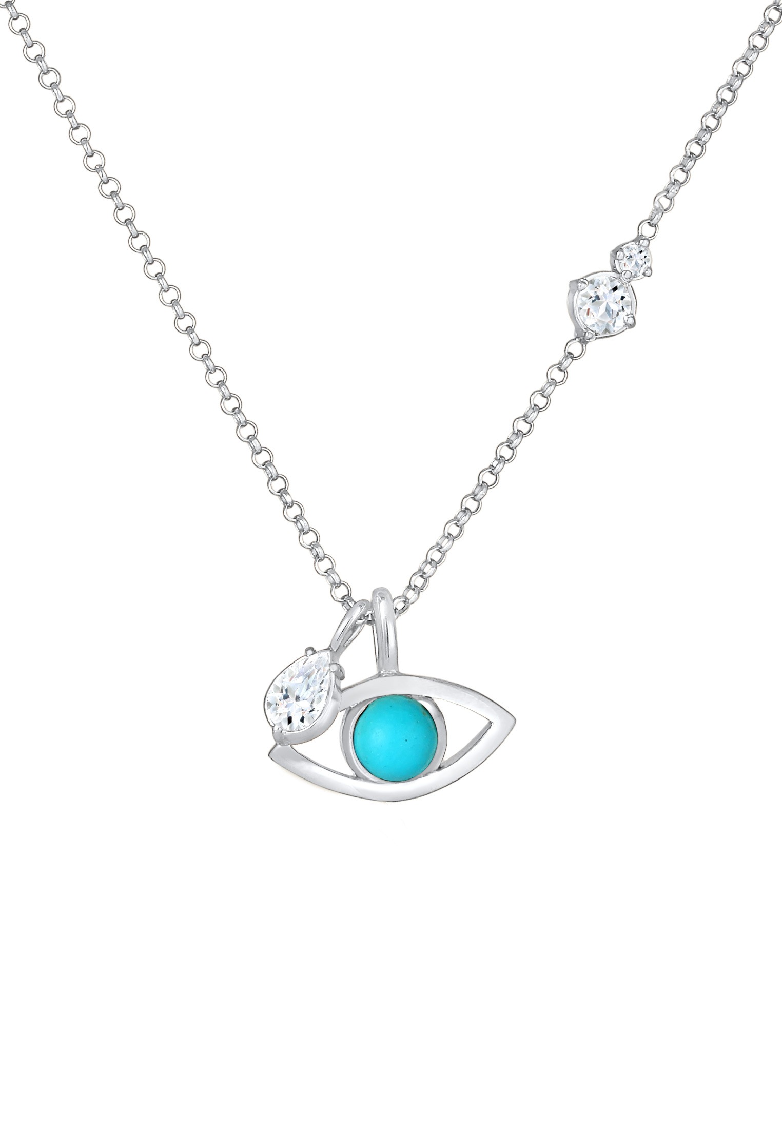 Elli Premium Silberkette »Halskette Evil Eye Türkis Solitär Topas Tropfen 925 Silber«
