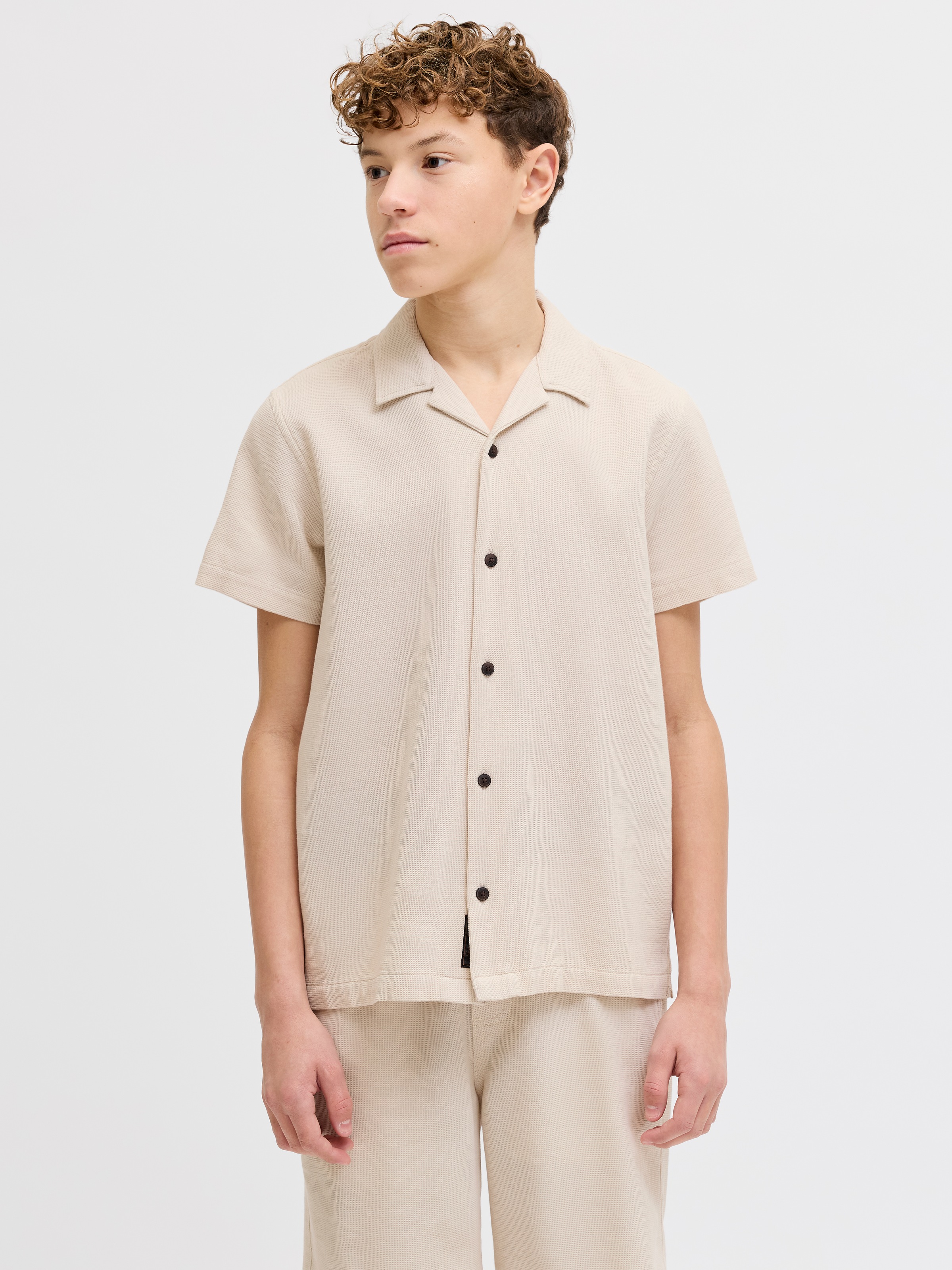 Jack & Jones Junior Kurzarmhemd »JJGLOBAL WAFFLE RESORT SHIRT SS JNR« Baumwolle, locker geschnitten