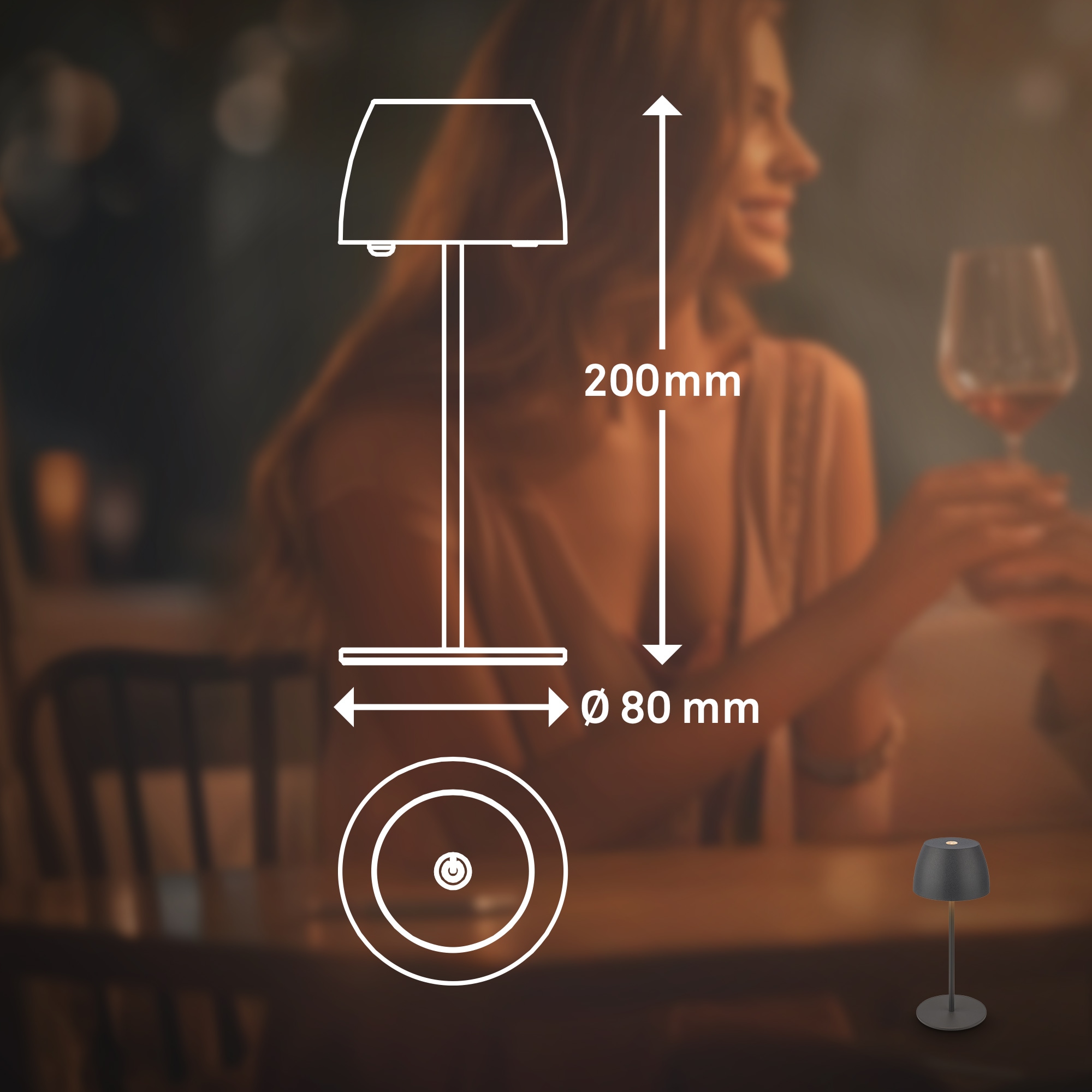 Briloner Leuchten Tischleuchte »2er Set LED Tischlampe kabellos, weiß« 2er Set Tischlampe kabellos 20 x 8 cm Anthrazit 2,5W