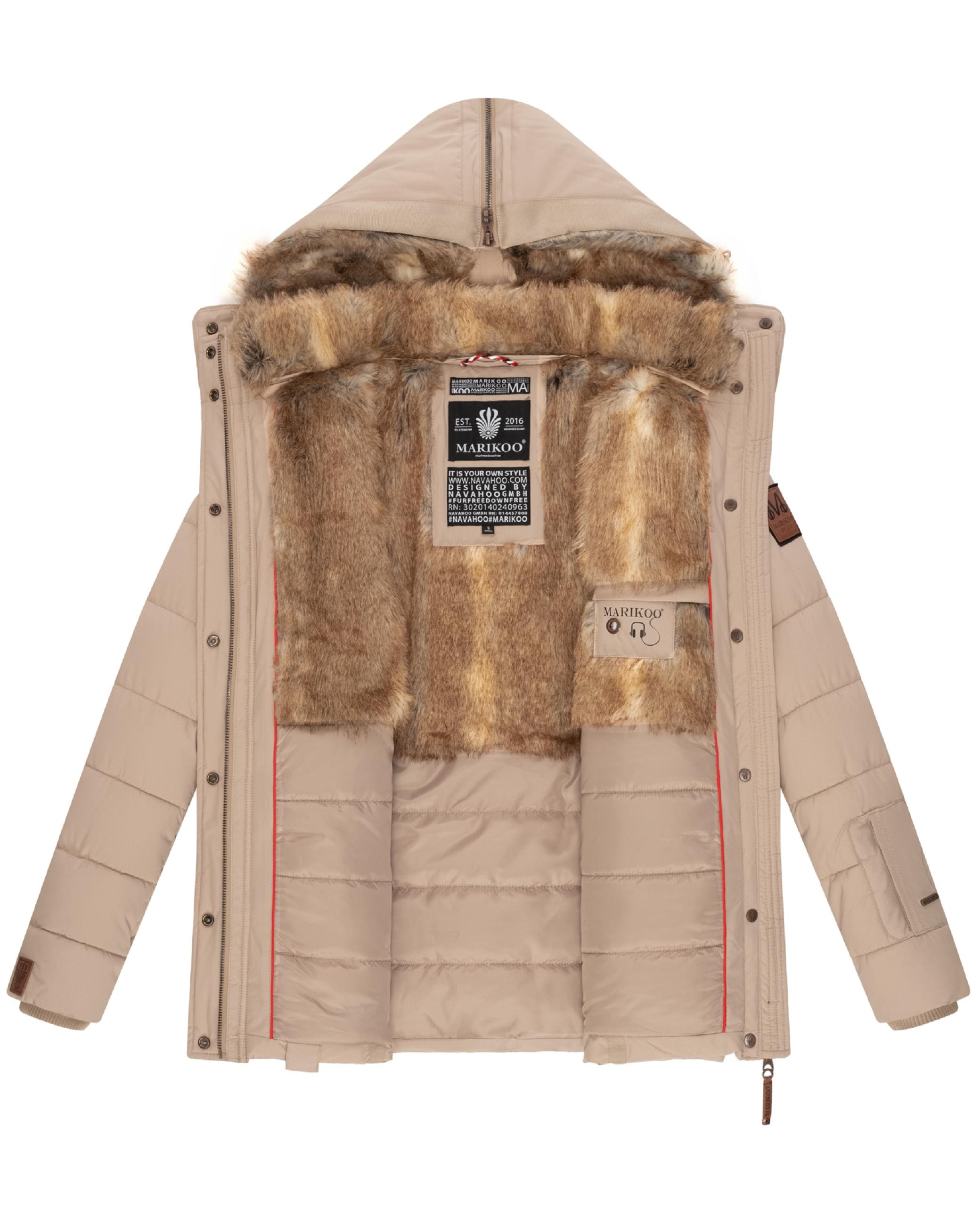 Marikoo Winterjacke »Winterjacke Nekoo«, mit Kapuze, stylische Damen Steppjacke mit großer Kapuze
