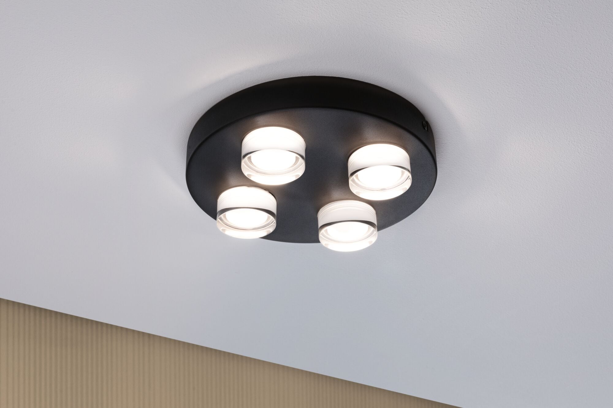 Paulmann LED Deckenleuchte »Selection Bathroom Wand-/Deckenleuchte Kame IP44 Signalschwarz 4er« 1 Stk. Warmweiß