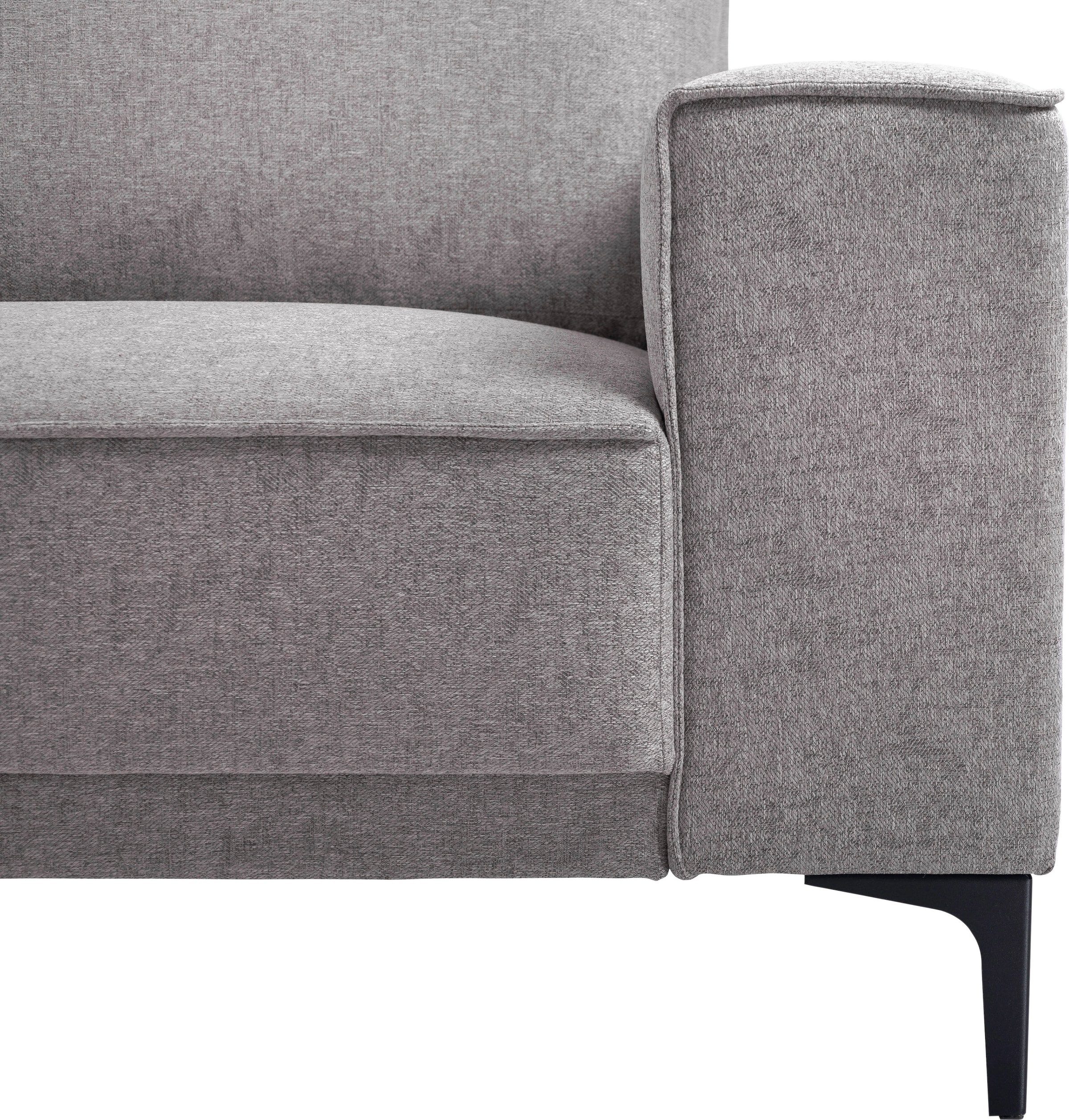 Places of Style Ecksofa »Polsterecke Oland, Struktur, Flachgewebe, Luxus-Microfaser, Boucle«, L-Form, 280 cm, Wellenunterfederung, Skandi-Design, Metallfüße