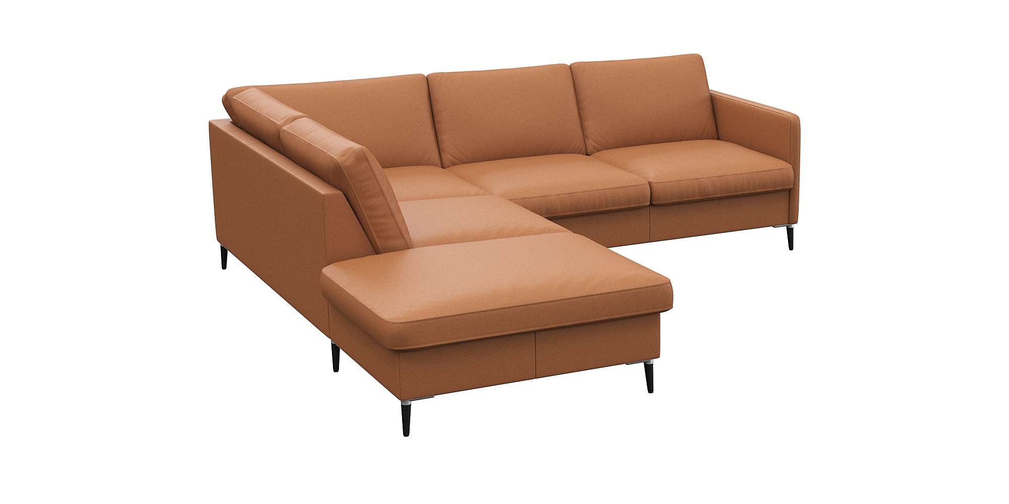 FLEXLUX Ecksofa »Fiore, L-Form«, schmale Armlehnen, Füße Alu/schwarz, B/T 234/225cm, Kaltschaum im Sitz