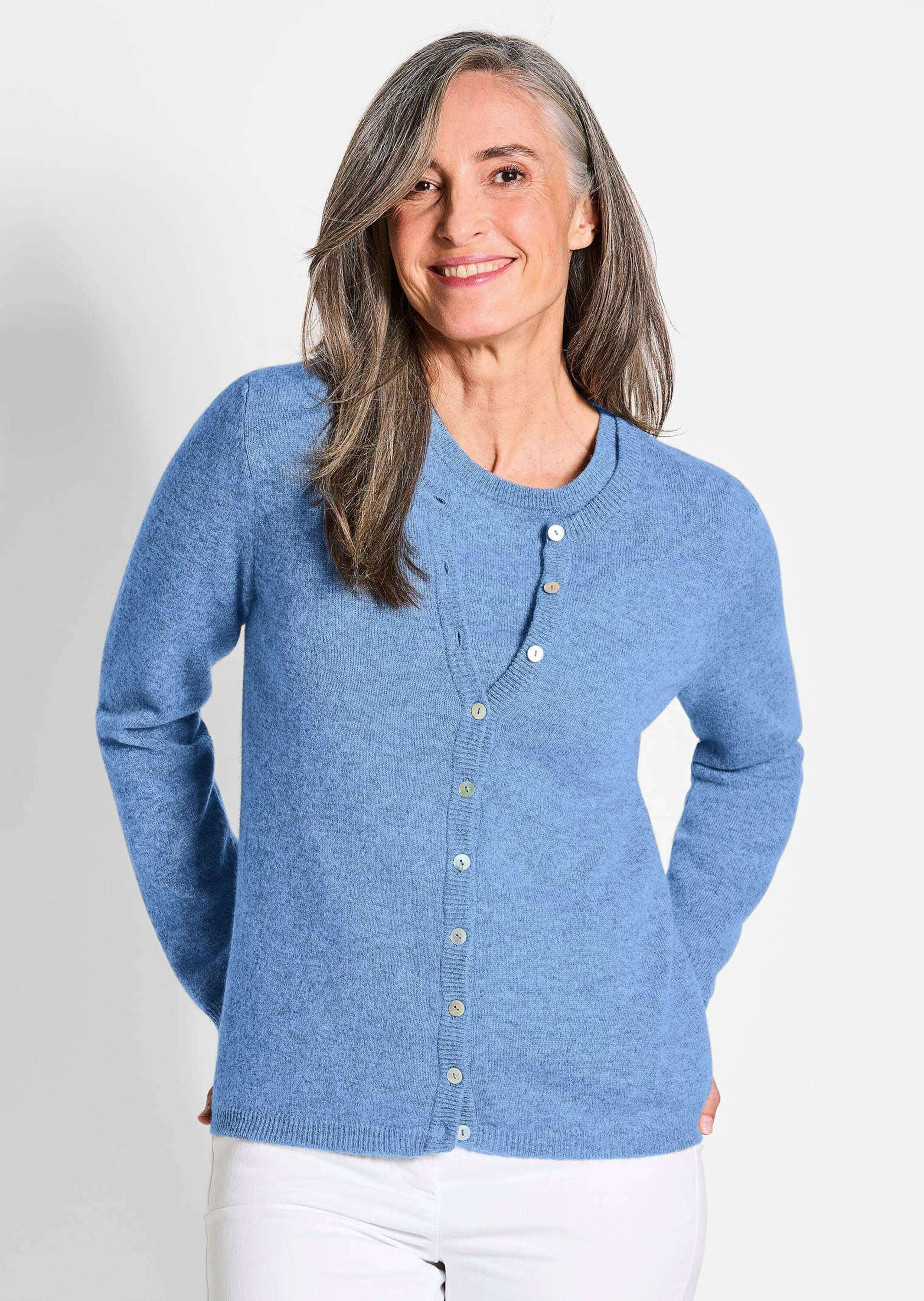 GOLDNER Strickjacke »Kaschmirstrickjacke mit Rundhalsausschnitt«