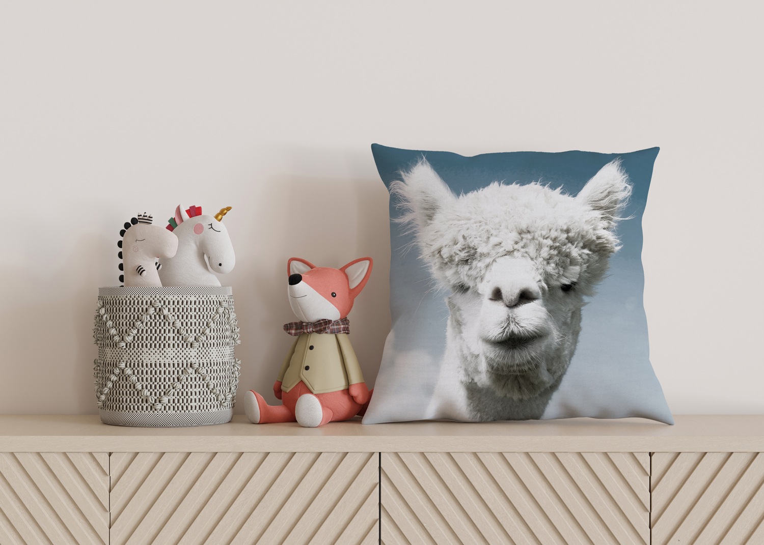 queence Dekokissen »Alpaka«, Kissenhülle mit HD Premium Druck, geruchsneutral, 40x40cm