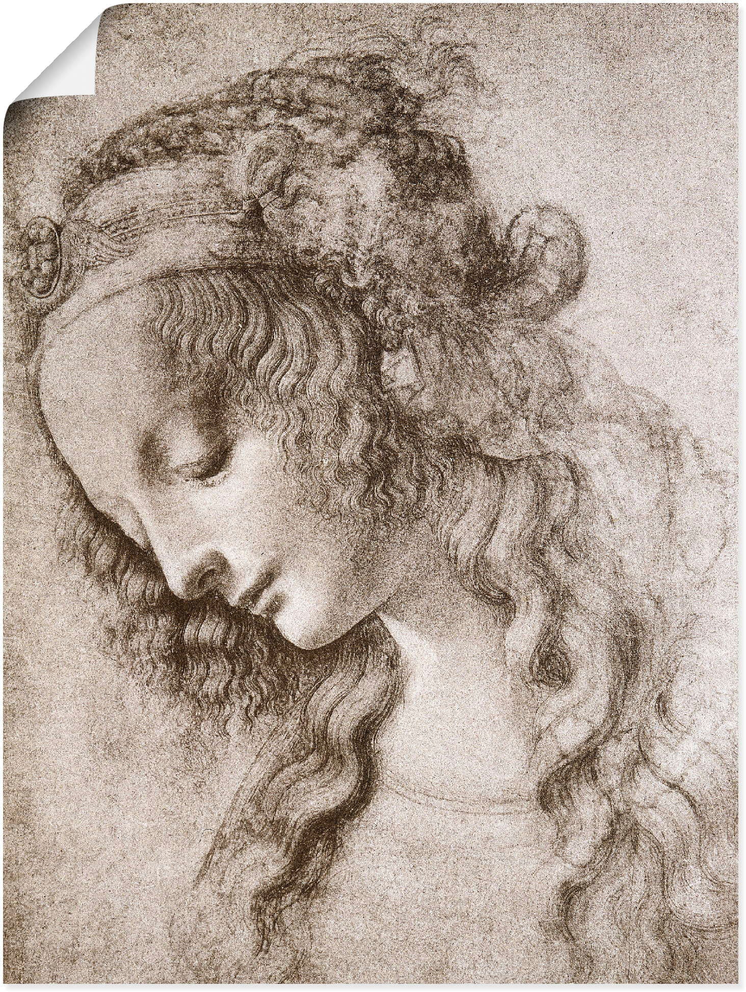 Kunstdruck »Studie des Kopfes der Maria Magdalena.«, Frau, (1 St.), als Leinwandbild,...