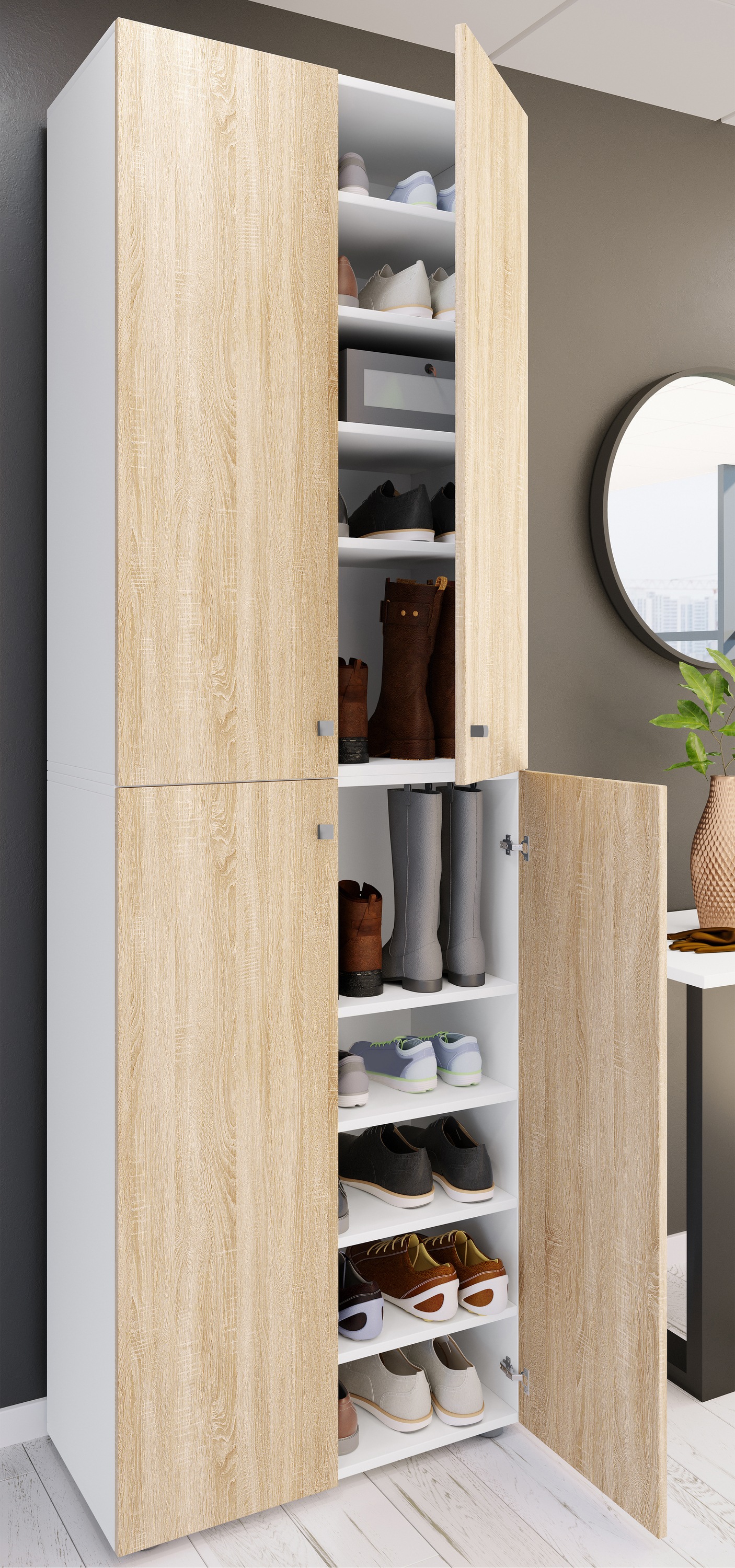 VCM Schuhschrank »VCM XL Holz Großer Schuhschrank Schuhregal Groß Stiefel Dielenmöbel Lona 10 Fächer Drehtüren«, (1 St.)
