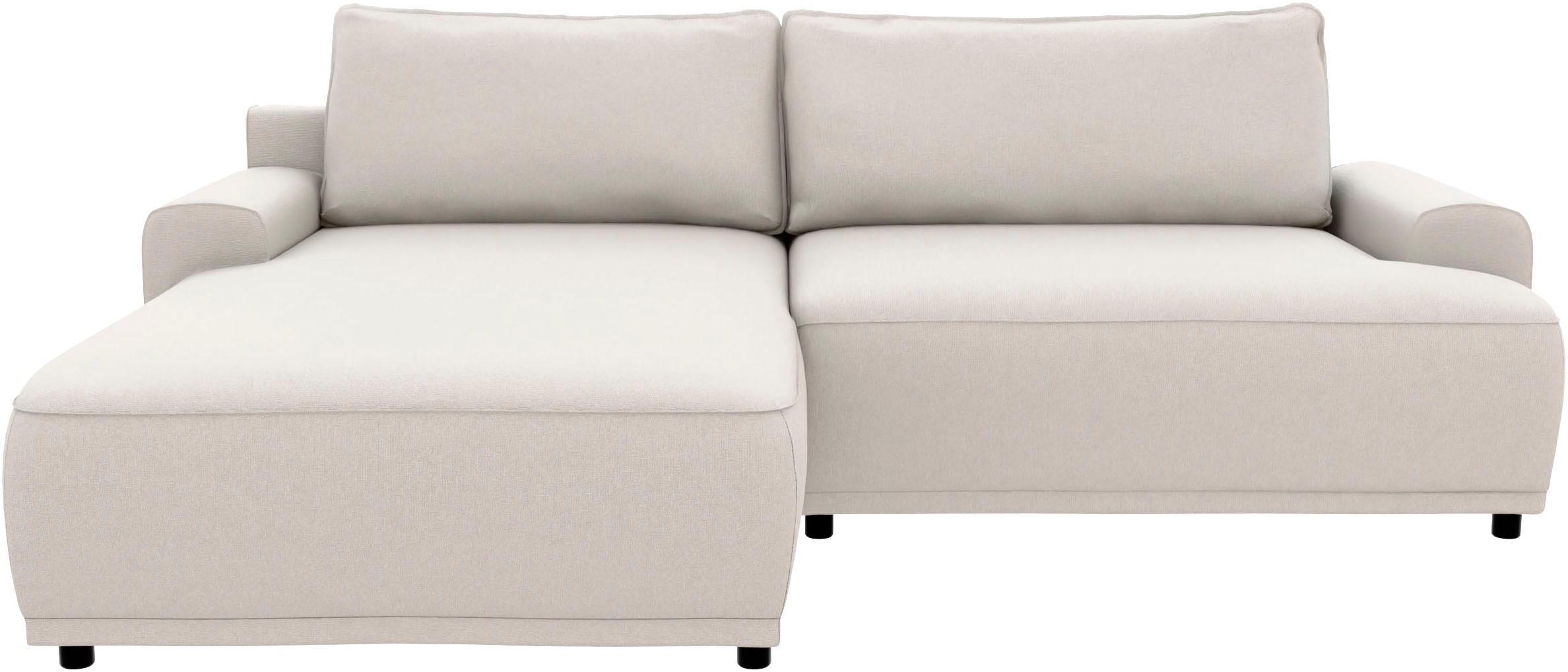 TRENDMANUFAKTUR Ecksofa »Fordon, Schlafsofa mit Bettkasten, Couch in L-Form, Breite 250 cm«, in Struktur LUMOS, 3D-Effekt, sandgrau, Recamiere links