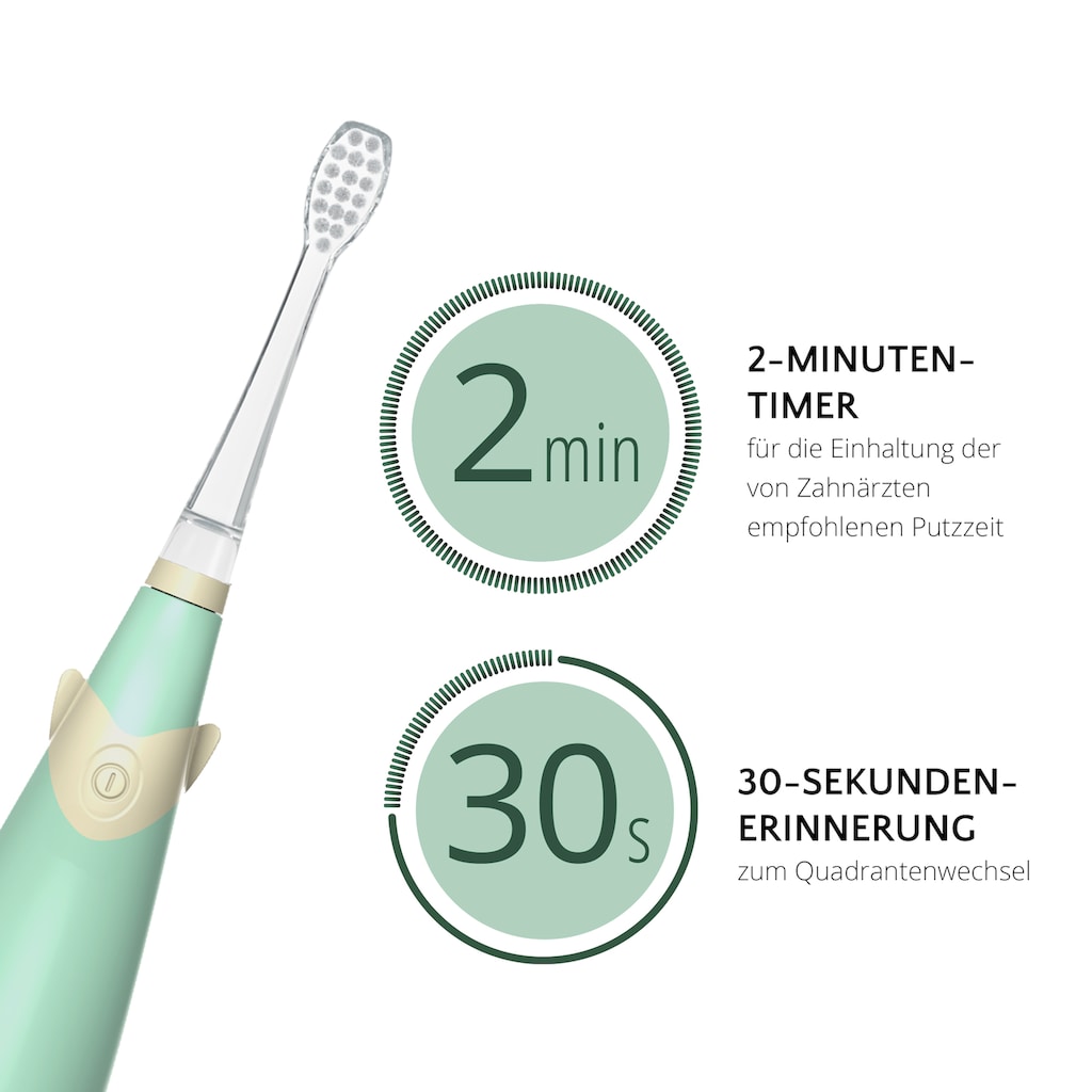 AILORIA Elektrische Kinderzahnbürste »Kinder-Schallzahnbürste BUBBLE BRUSH«, 8 St. Aufsteckbürsten