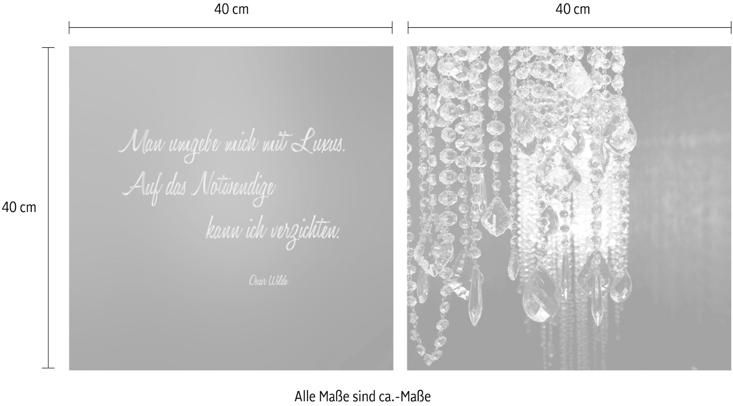 queence Leinwandbild »Luxus - Oscar Wilde«, Foto-Romantisch-Kunst-Modern-Spa-Spa Bilder-Sprüche-Sprüche & Texte-Schriftzug-Schriftzüge-Stein, (Set), Premium-Leinwandstoff, Handarbeit aus Deutschland, 2er Set