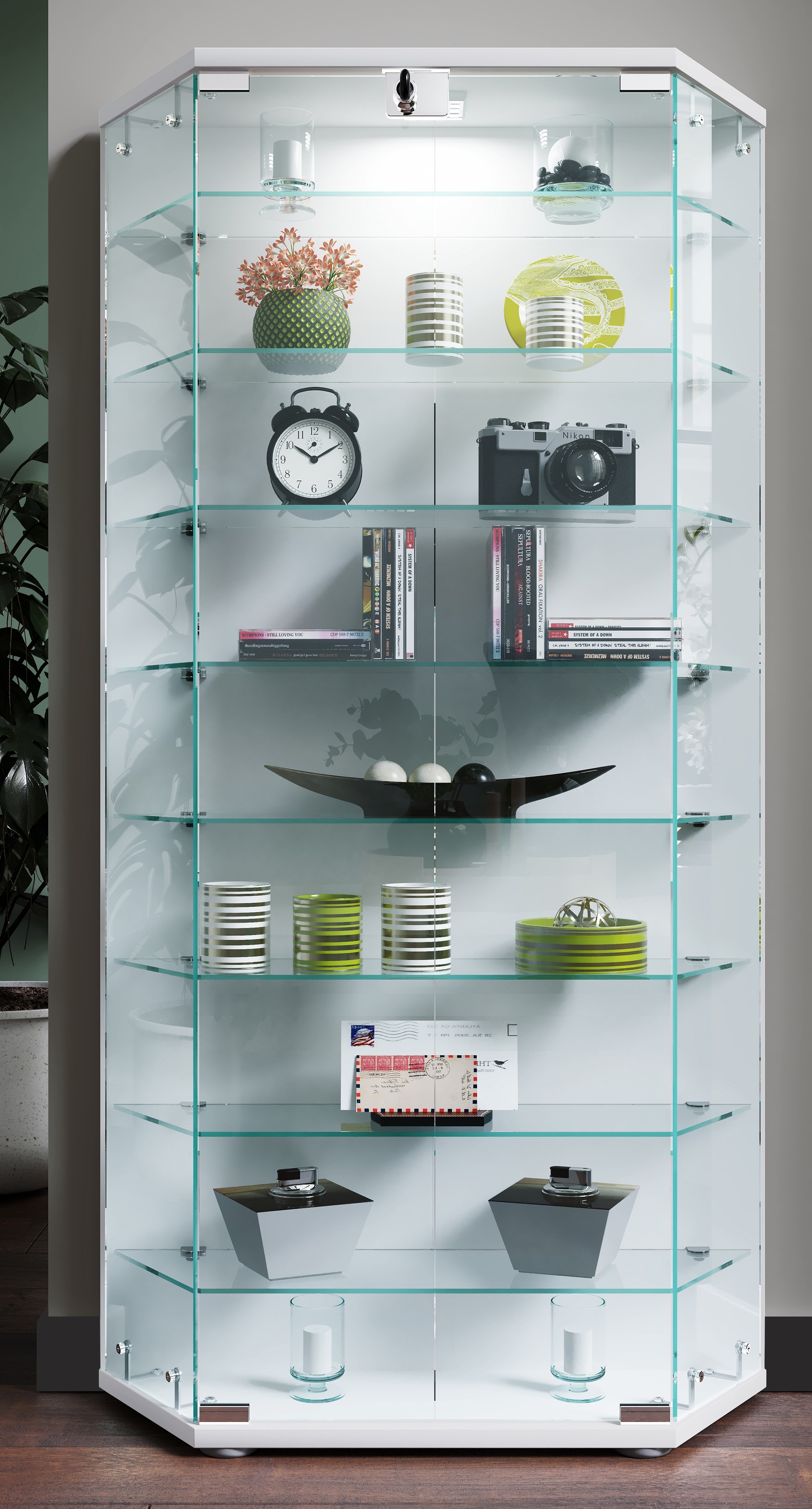 VCM Standvitrine »Holz Glas Stand Vitrine Sammelvitrine Cenila XL«