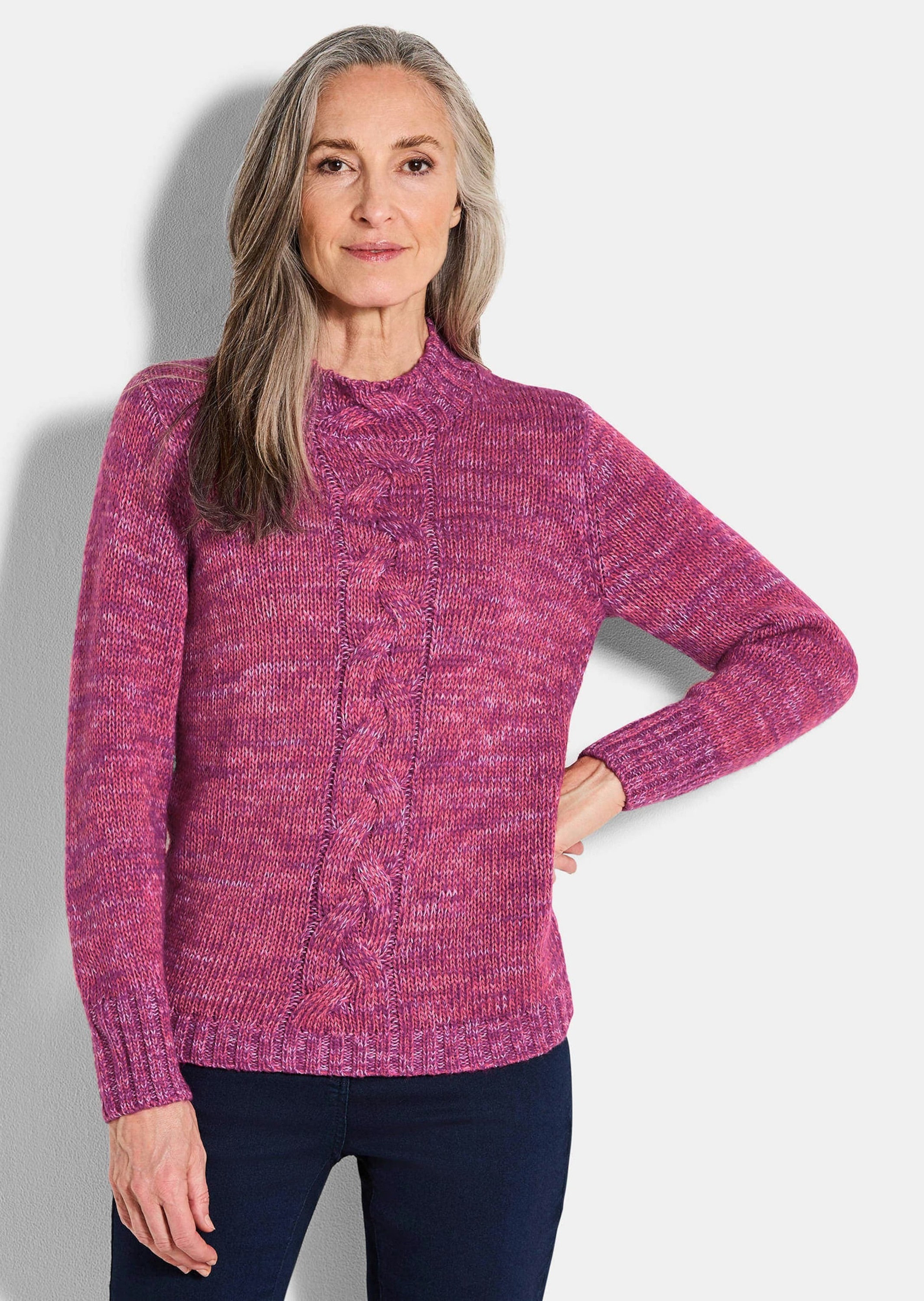 GOLDNER Rundhalspullover »Strickpullover mit Zopfstrick«