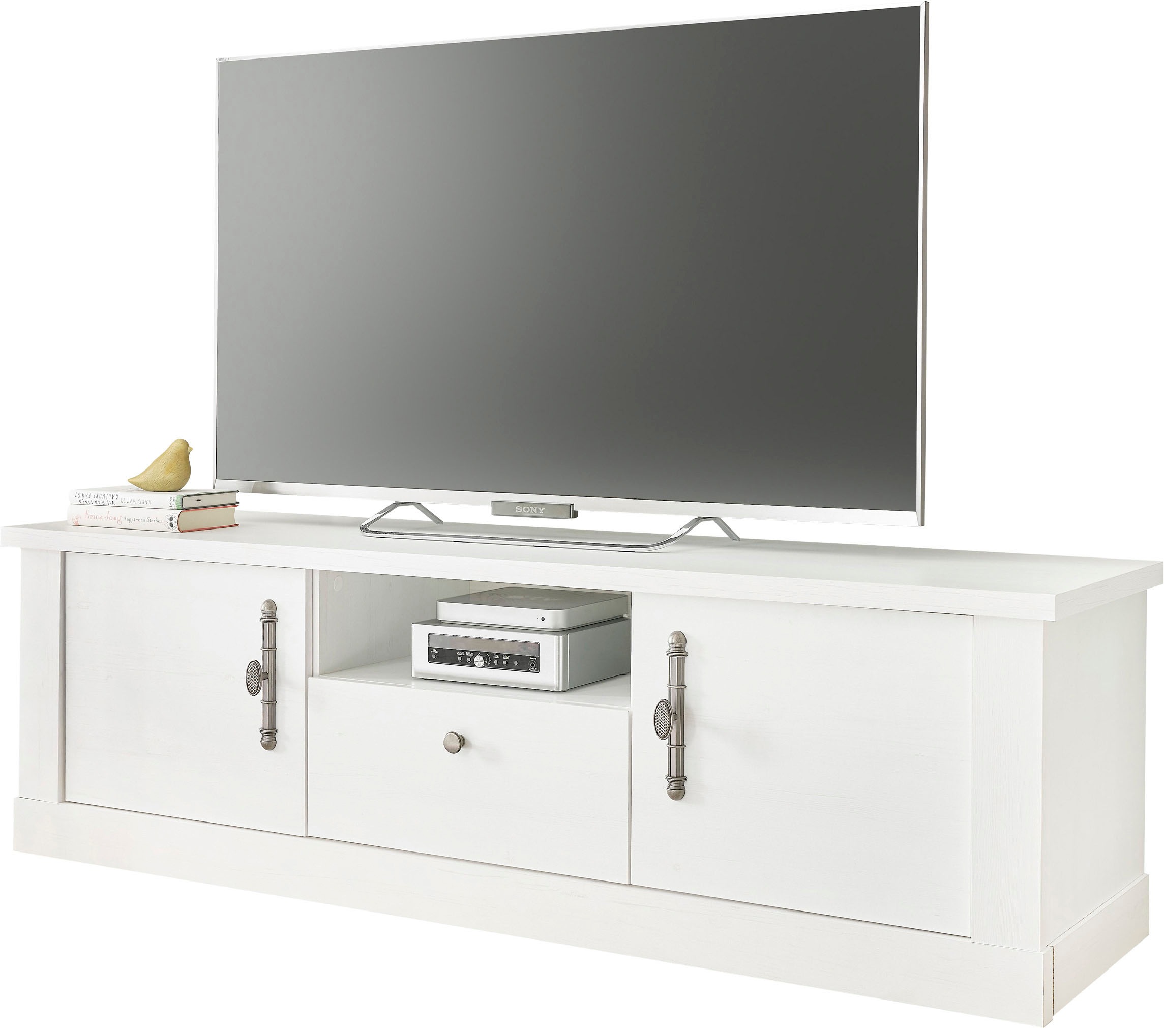 Home affaire Lowboard »RAVENNA« im romantischen Landhausstil, Griffe aus Metall, Breite 155 cm