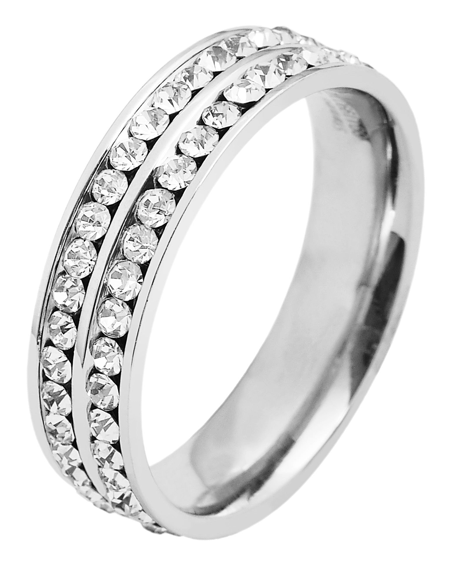 Adelia´s Fingerring »Damen Ring aus Edelstahl mit Strass Steinchen«
